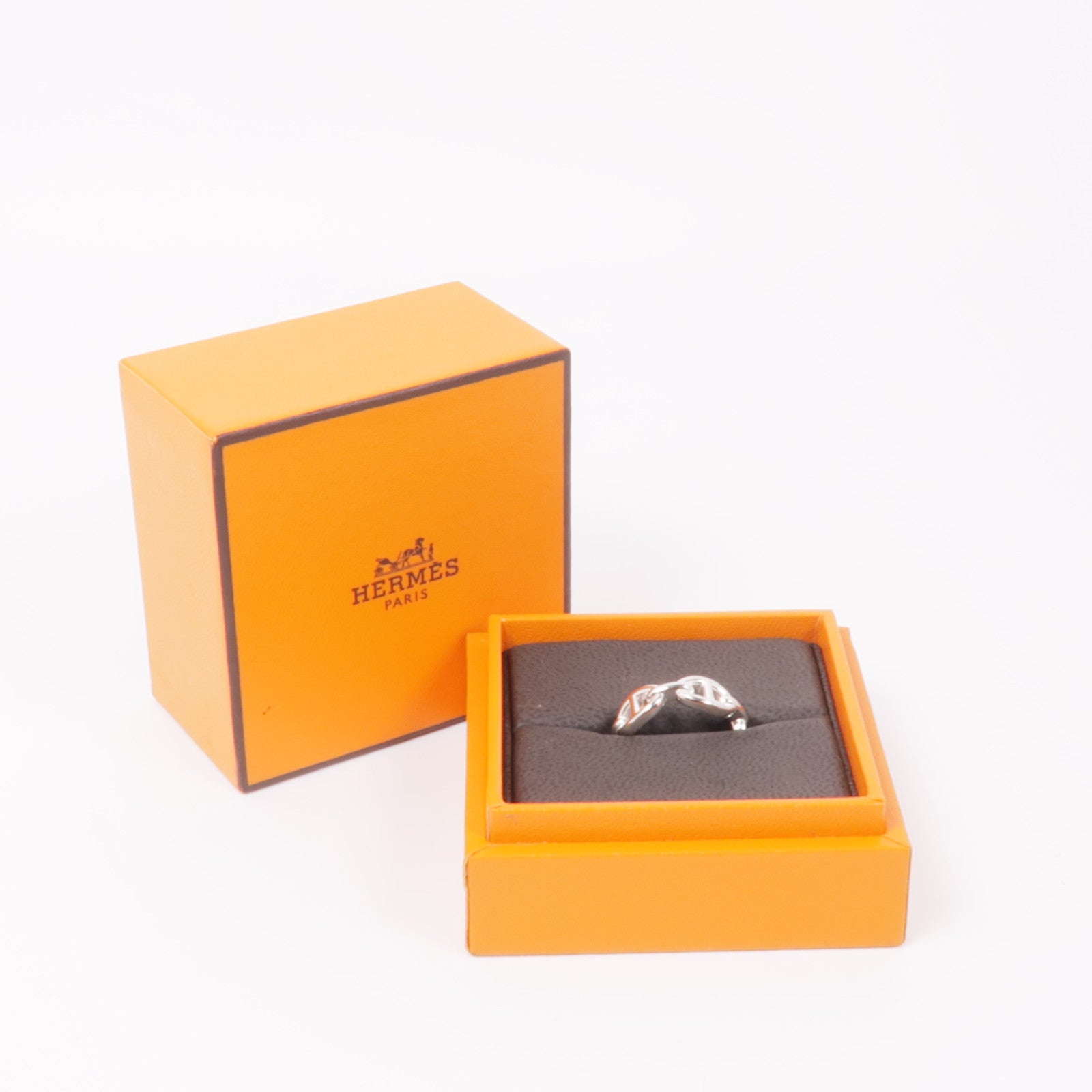 HERMES 925純銀Chaine d'ancre Enchainee Ring戒指US#6.25