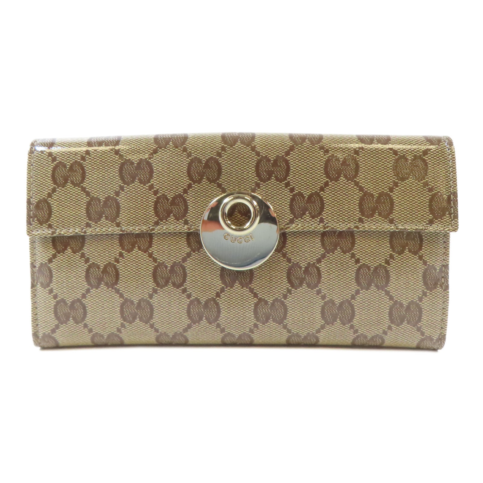 GUCCI 塗層帆布Long Wallet金扣長錢包啡色