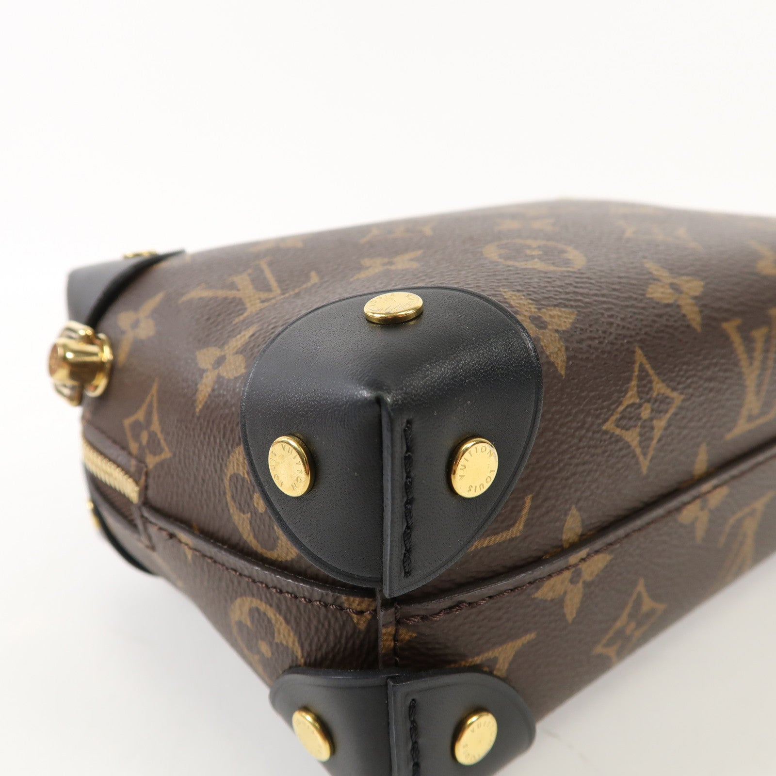 LOUIS VUITTON Monogram Petite Malle Souple金扣手挽肩背兩用袋棕色