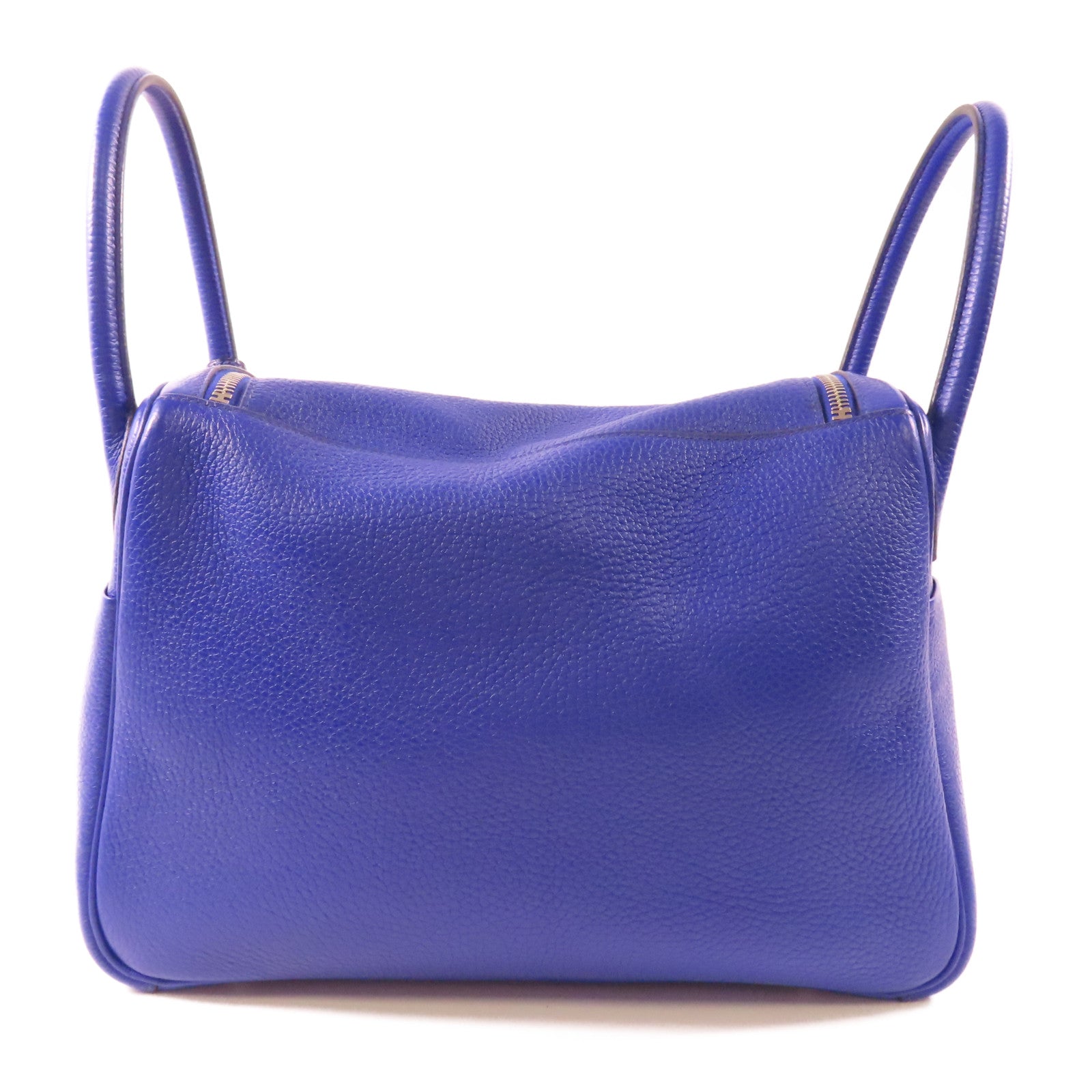 HERMES【激減優惠】 Clemence皮革/鱷魚皮革Lindy 30 Touch銀扣手挽肩背兩用袋7T Bleu Electrique