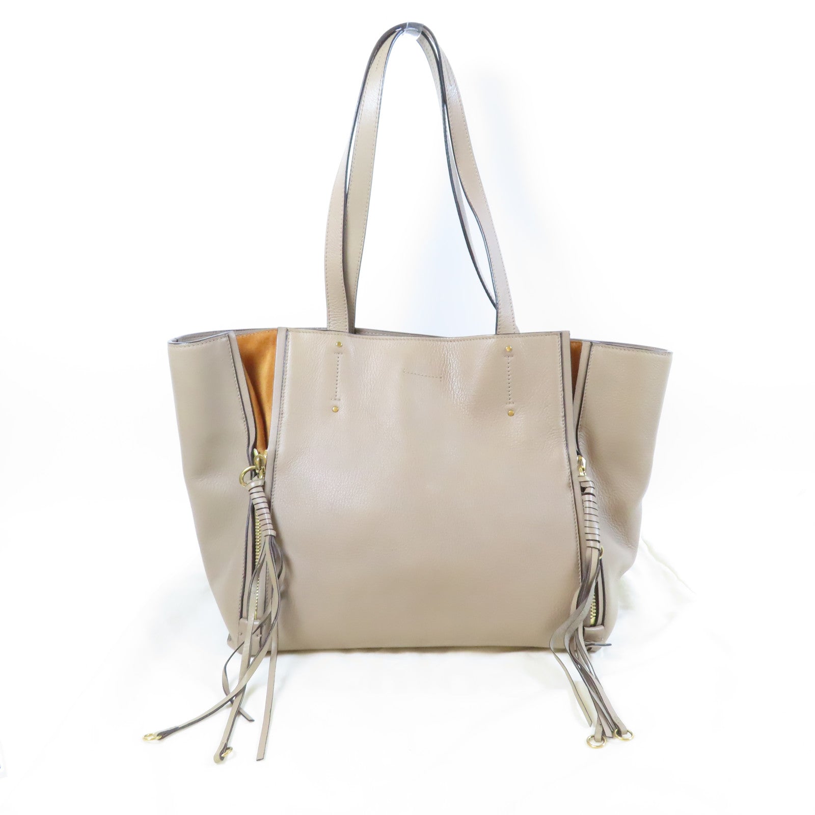 Chloe 【激減優惠】牛皮皮革Shoulder Bag金扣肩背袋米色/啡色