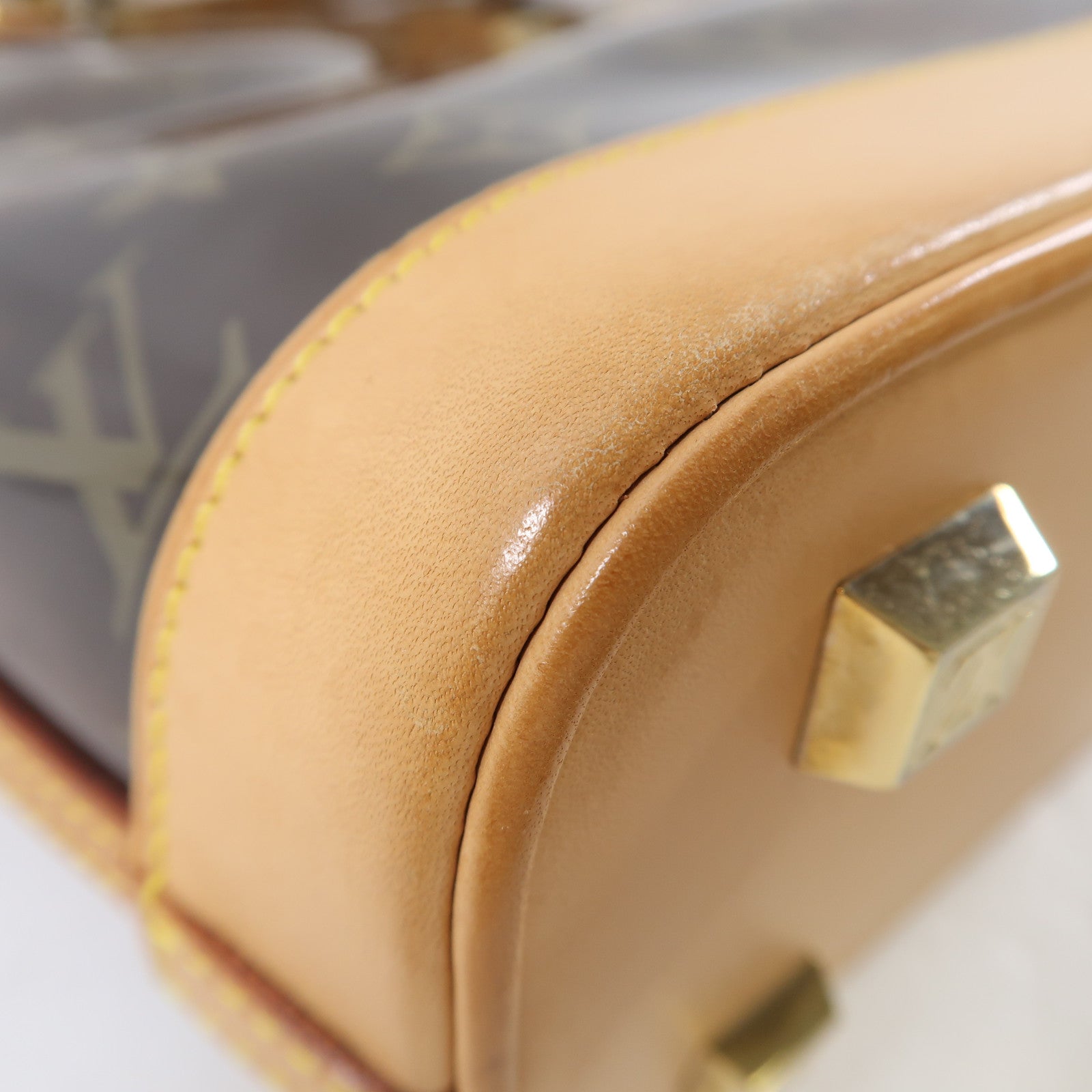 LOUIS VUITTON Monogram Vinyl Cabas Ambre PM金扣手挽袋棕色