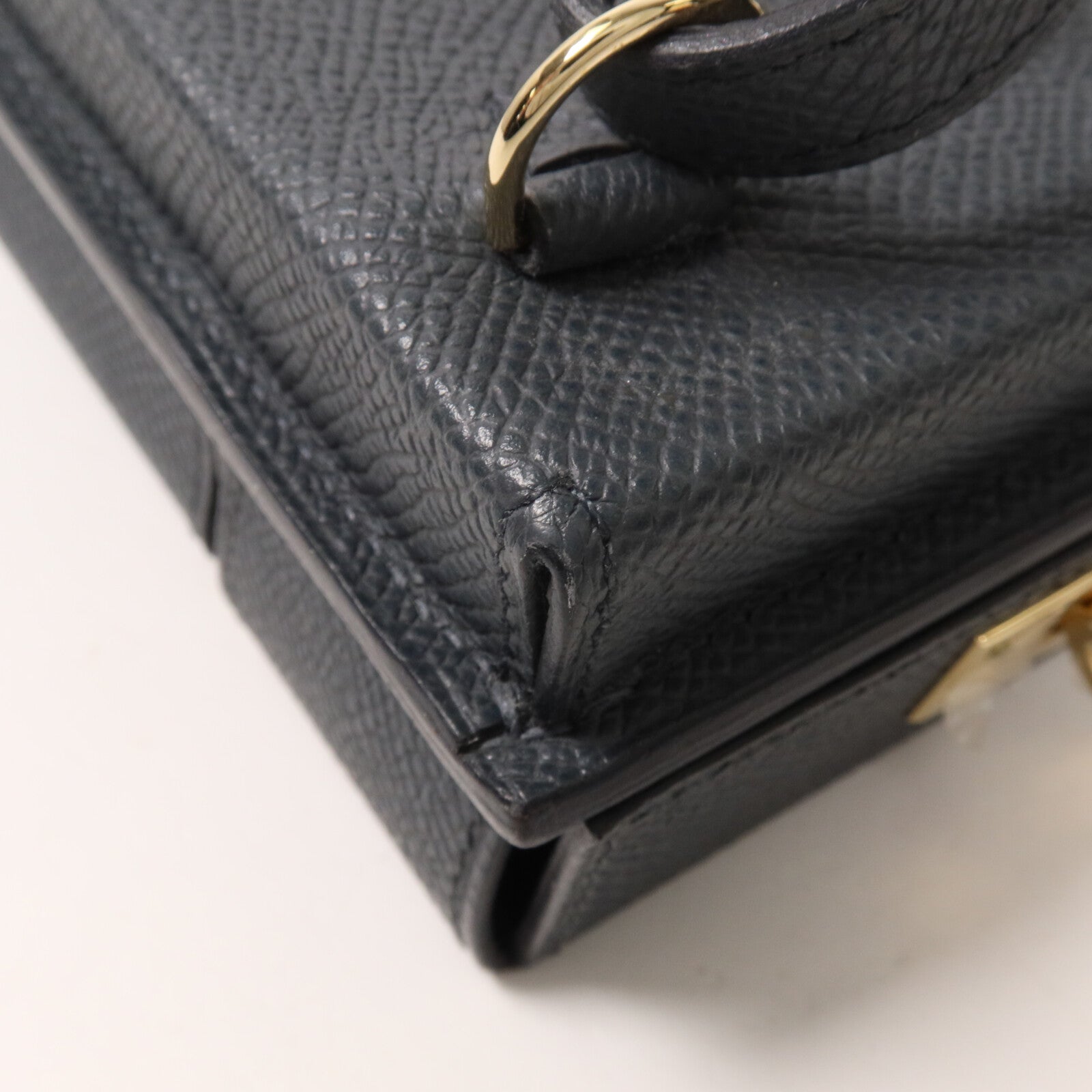 HERMES Epsom皮革Kelly Multipocket To Go Pouch肩背袋Gris Misty