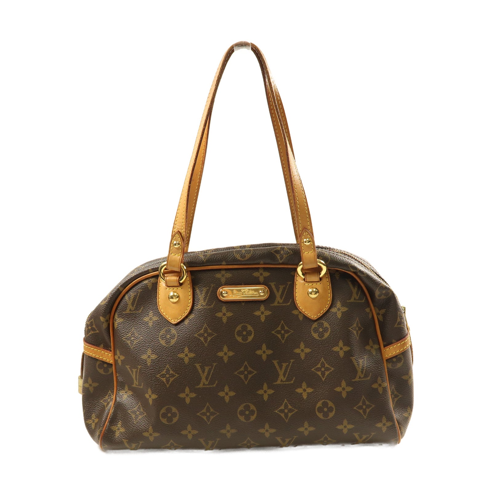LOUIS VUITTON Monogram Montorgueil PM金扣肩背袋棕色