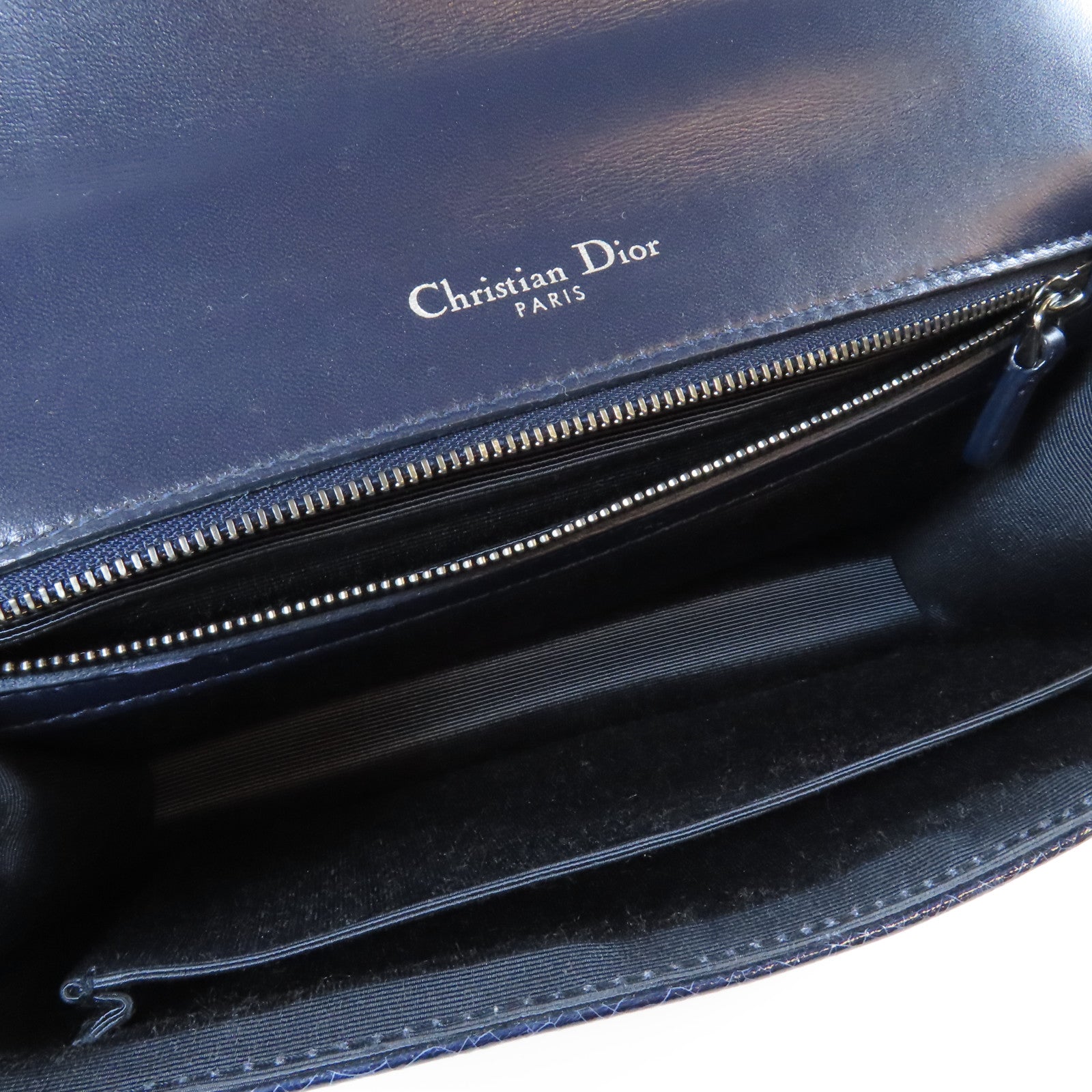 Dior **【激減優惠】牛皮皮革Chain Shoulder Bag銀扣鏈帶肩背袋深藍色