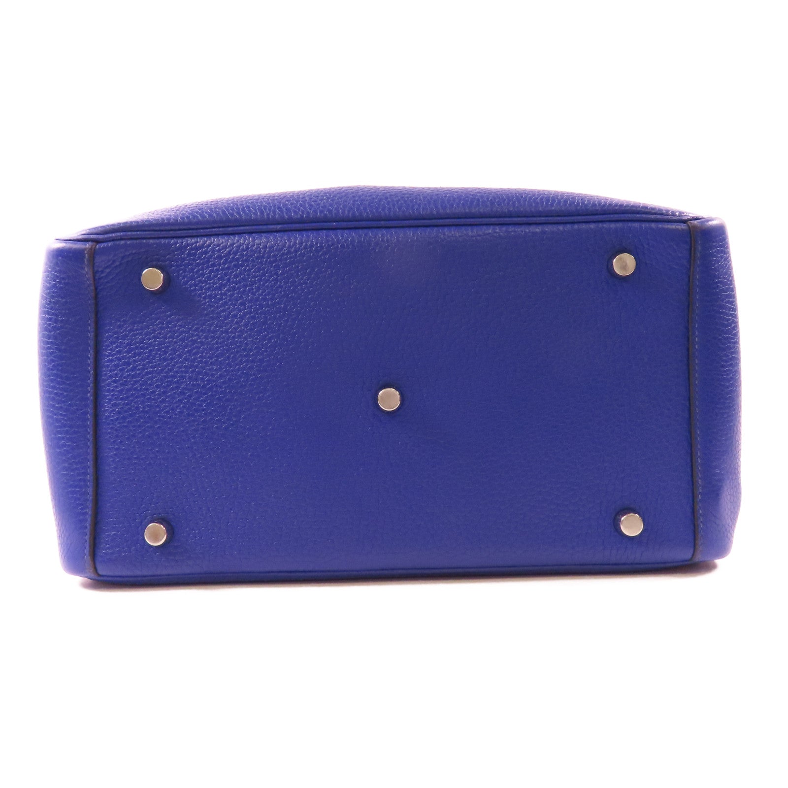 HERMES 【激減優惠】Clemence皮革/鱷魚皮革Lindy 30 Touch銀扣手挽肩背兩用袋7T Bleu Electrique