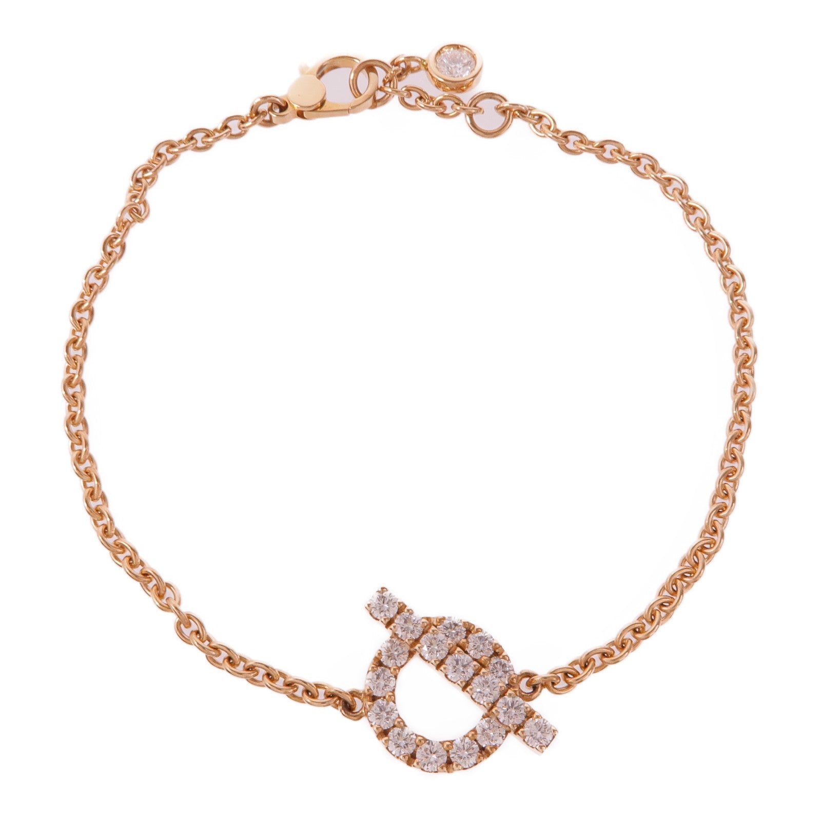 HERMES 18K玫瑰金Finesse Bracelet鑽石手鏈