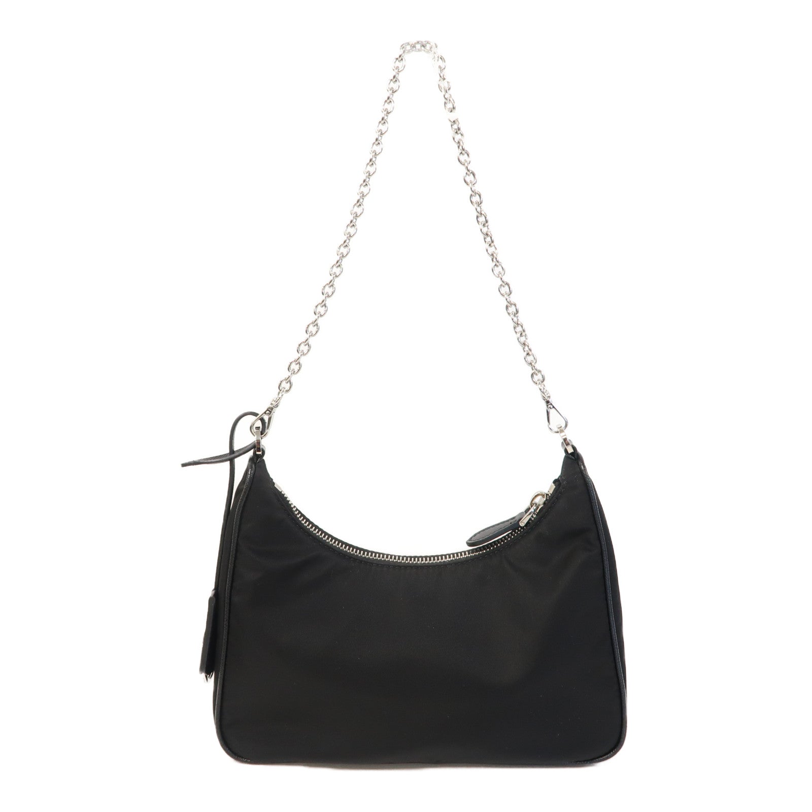 PRADA 尼龍Shoulder Bag銀扣手挽肩背兩用袋黑色