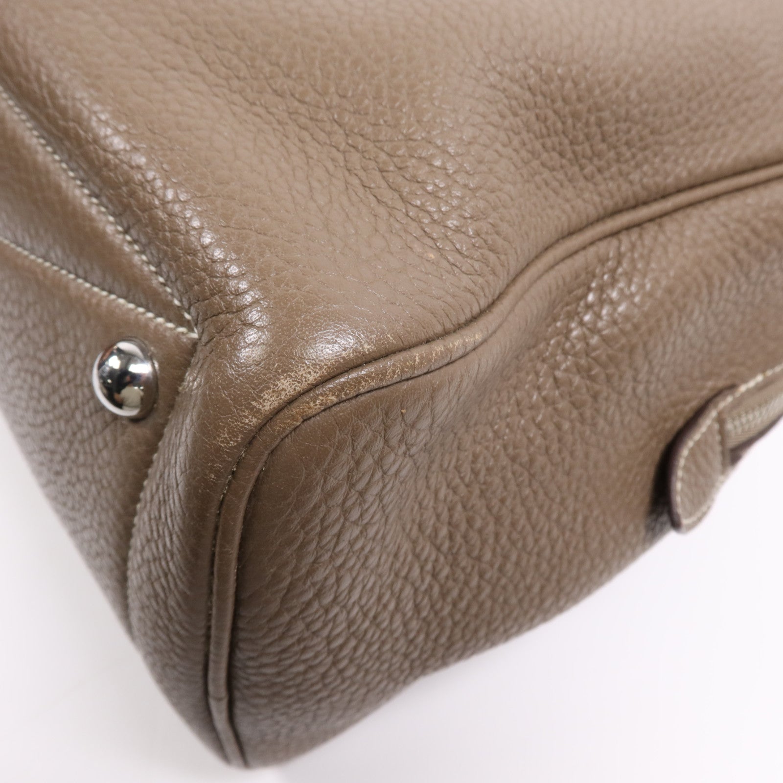 HERMES Clemence皮革Victoria 35銀扣手挽袋Etoupe