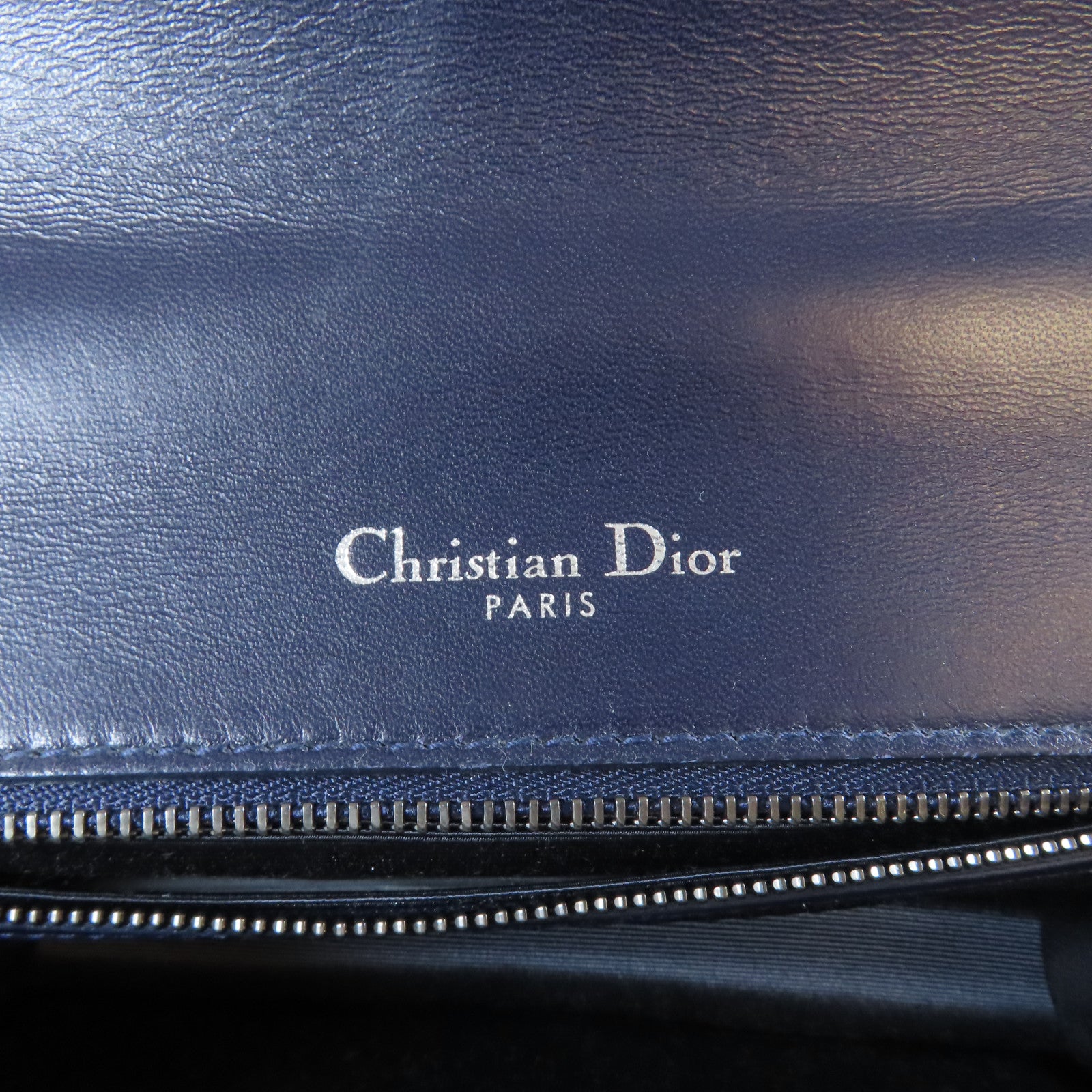 Dior **【激減優惠】牛皮皮革Chain Shoulder Bag銀扣鏈帶肩背袋深藍色