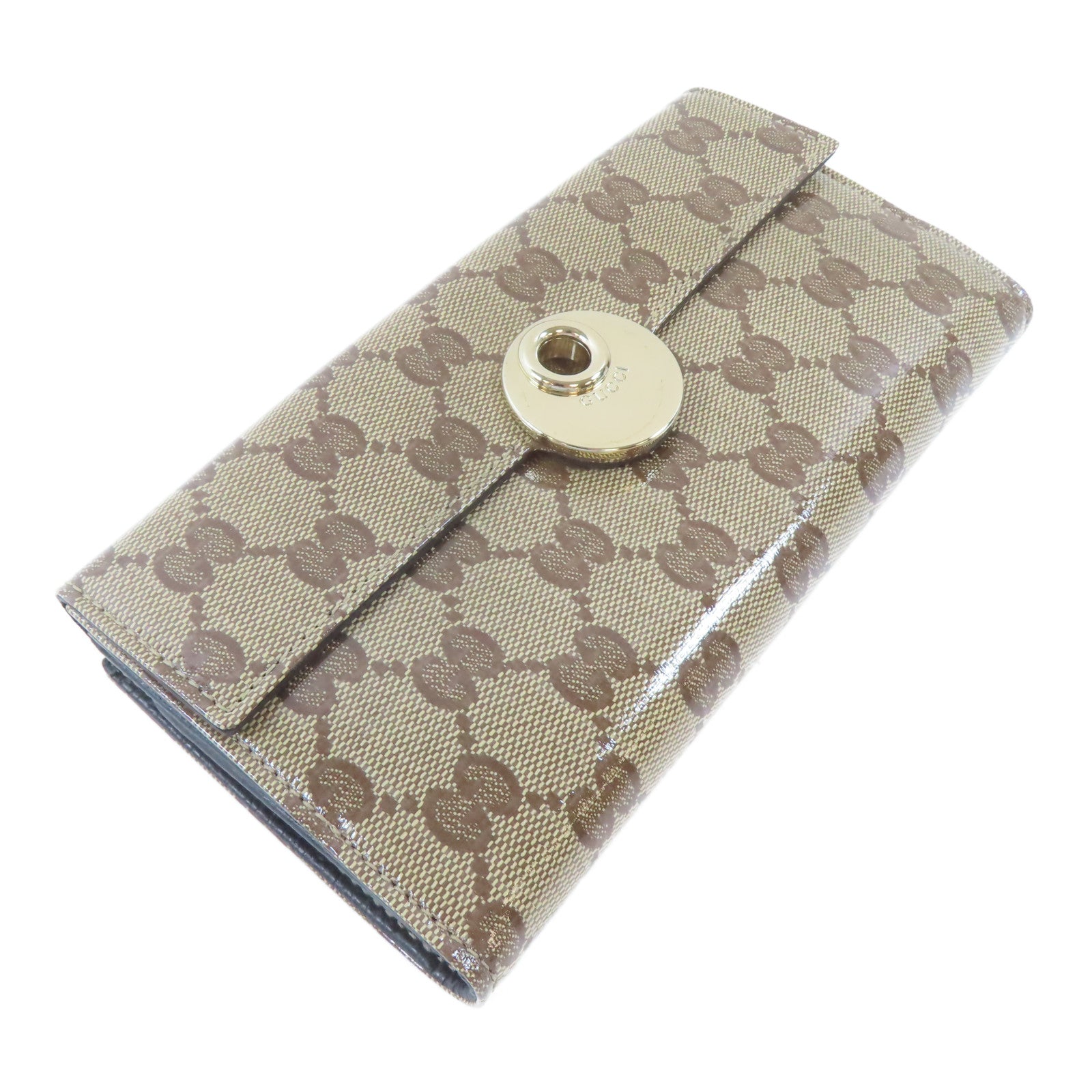 GUCCI 塗層帆布Long Wallet金扣長錢包啡色