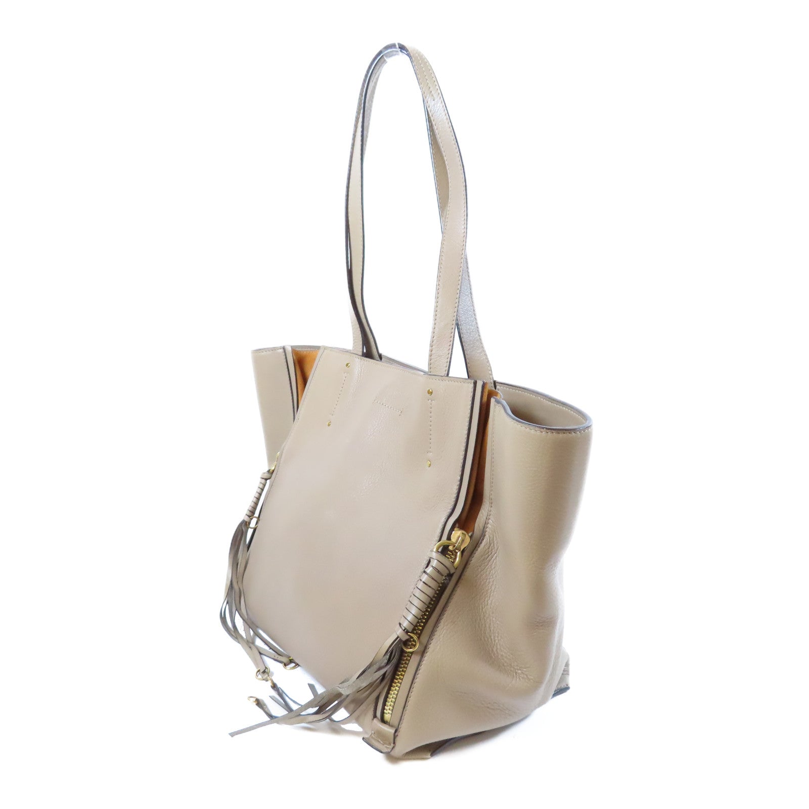Chloe 【激減優惠】牛皮皮革Shoulder Bag金扣肩背袋米色/啡色
