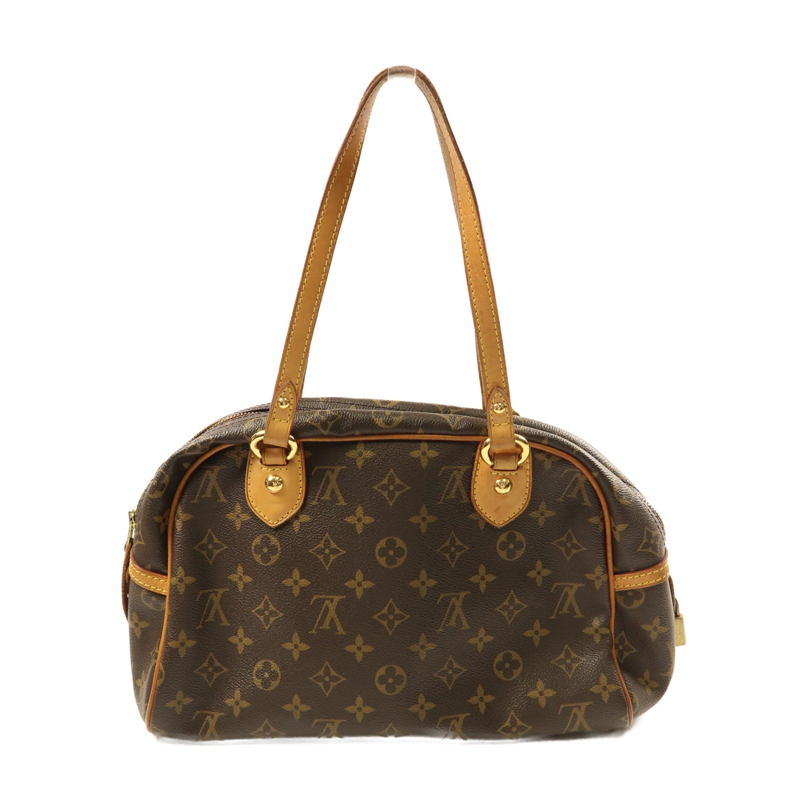 LOUIS VUITTON Monogram Montorgueil PM金扣肩背袋棕色