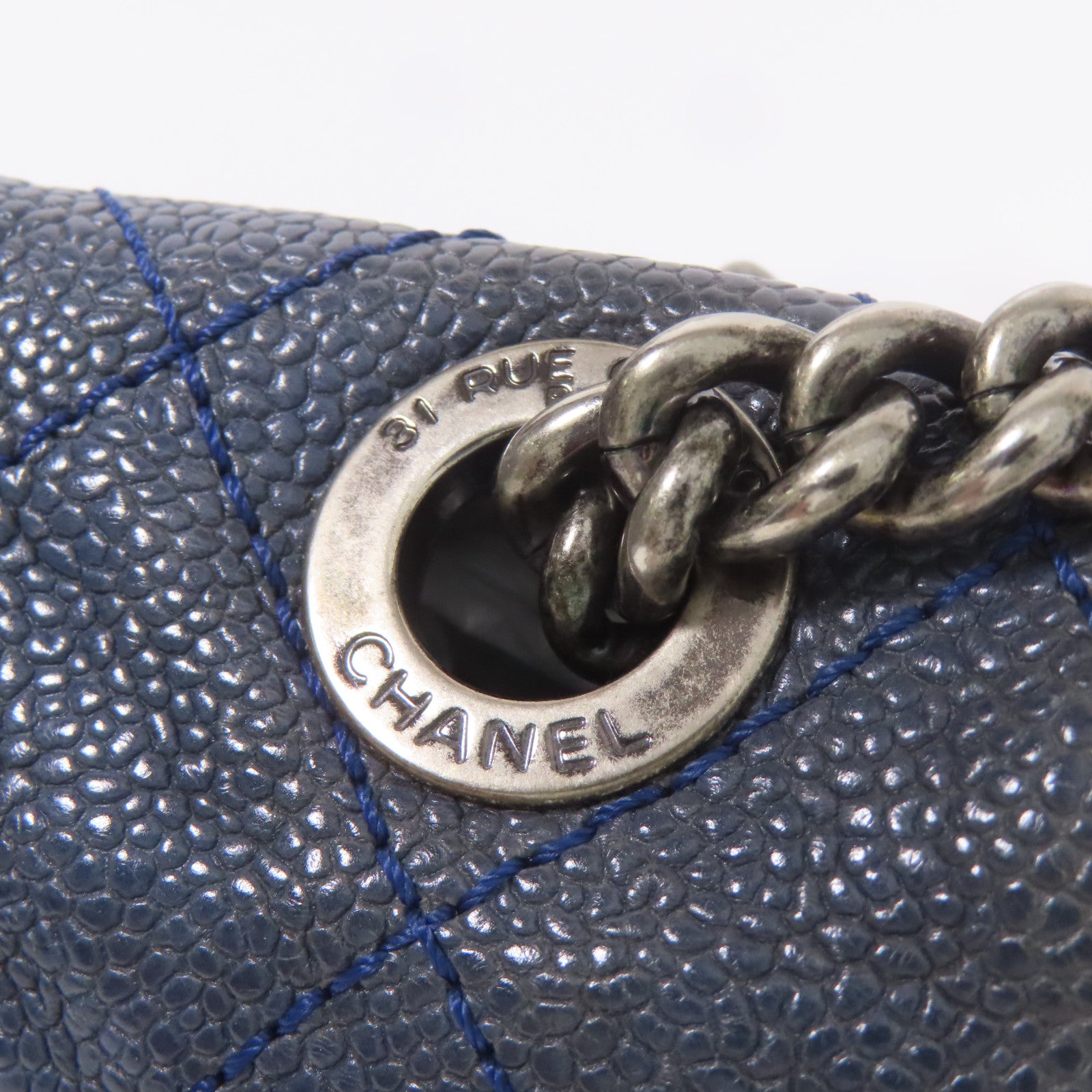 CHANEL 牛皮皮革Shoulder Bag銀扣鏈帶肩背袋