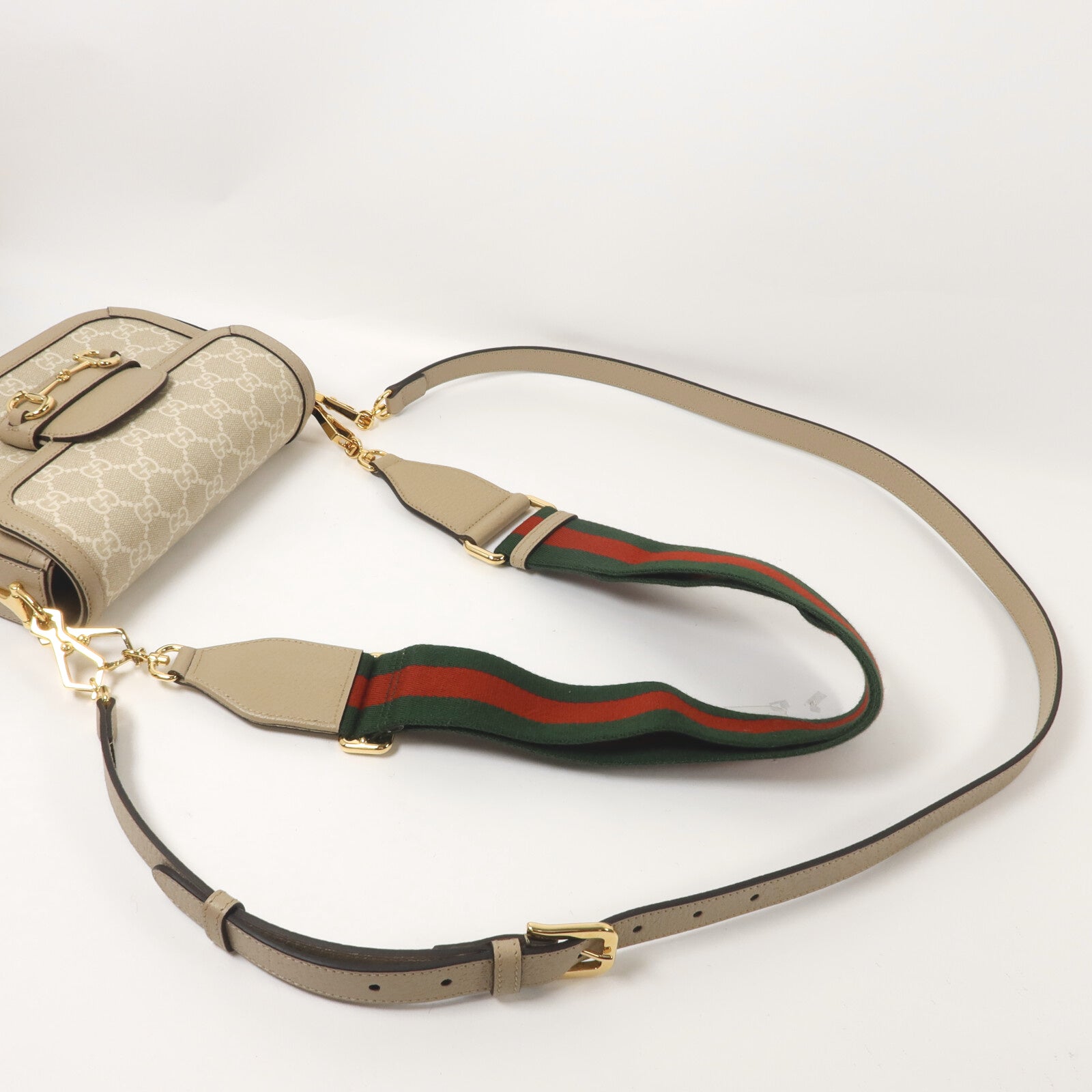GUCCI 塗層帆布/牛皮皮革Horsebit 1955 Small肩背袋