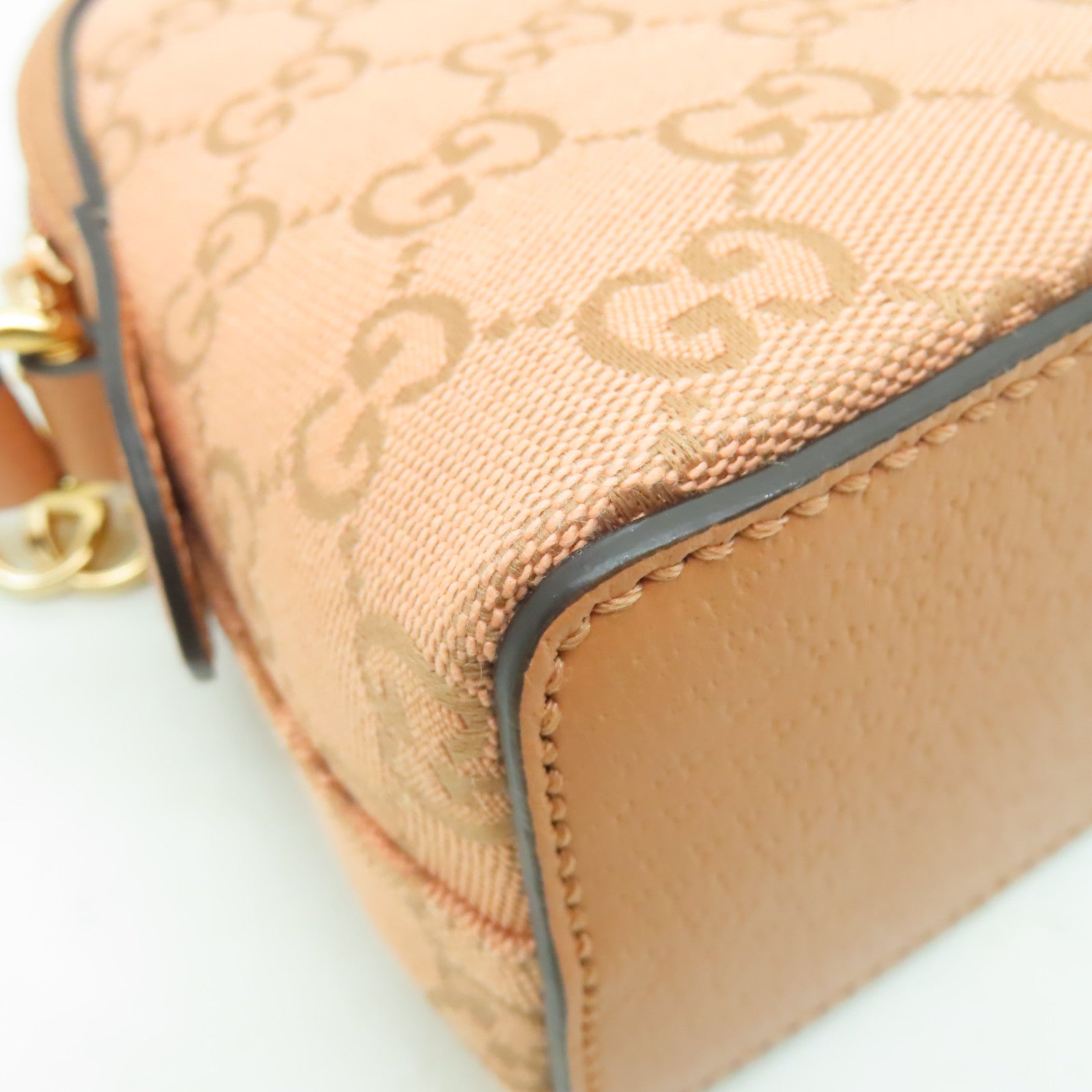 GUCCI 帆布Ophidia GG金扣肩背袋粉紅色
