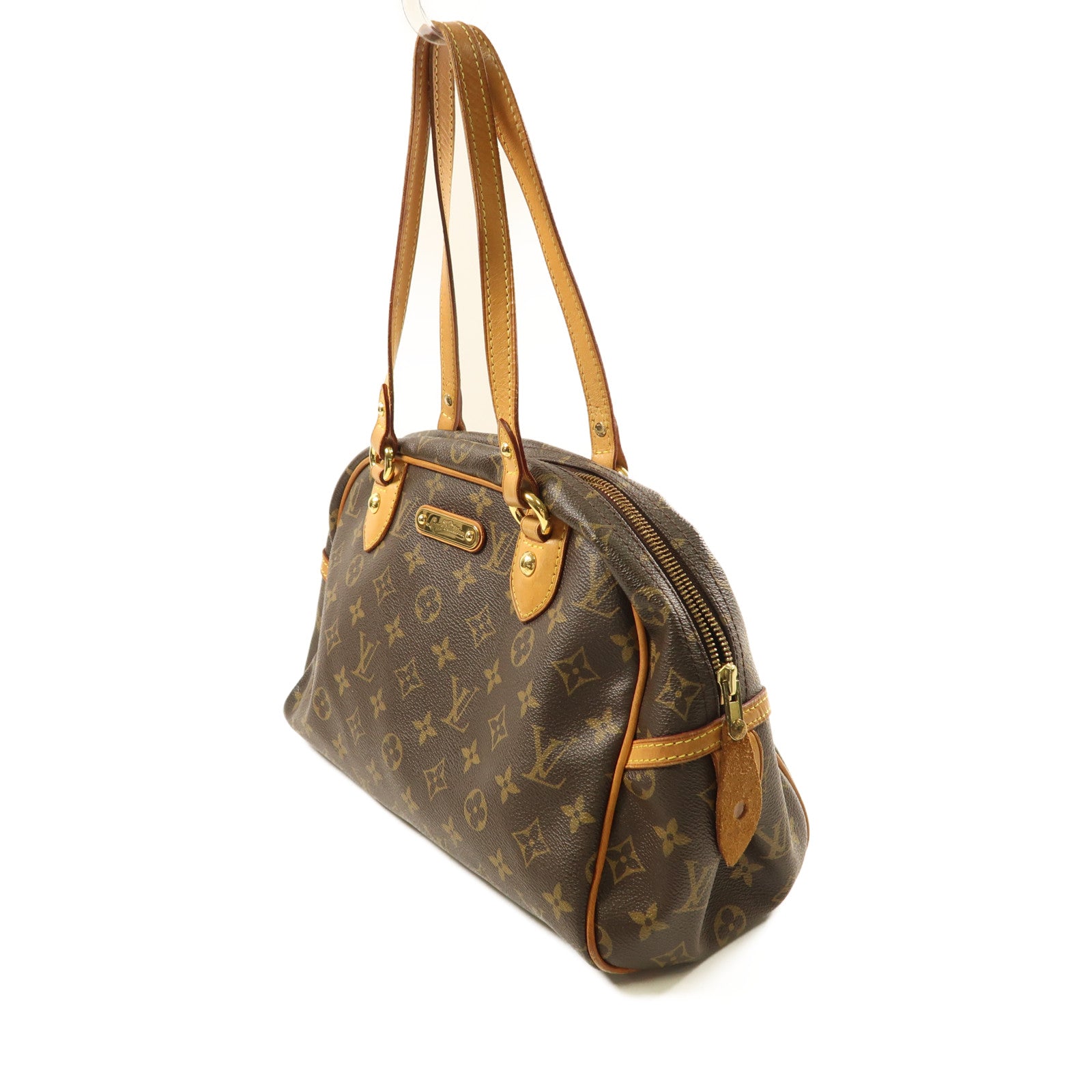 LOUIS VUITTON Monogram Montorgueil PM金扣肩背袋棕色
