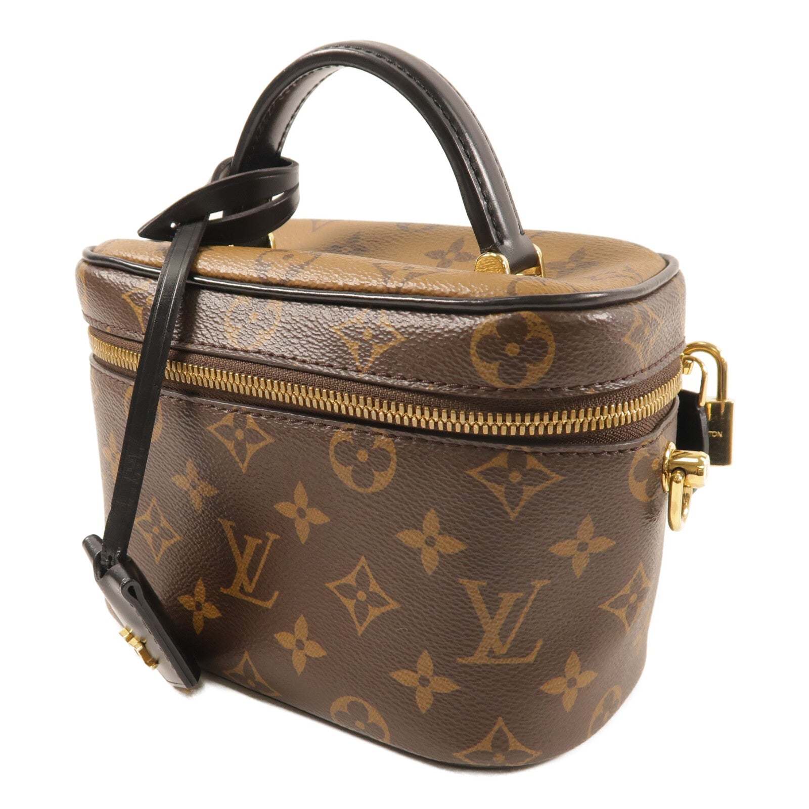 LOUIS VUITTON Monogram Reverse Vanity PM金扣鏈帶手挽肩背兩用袋