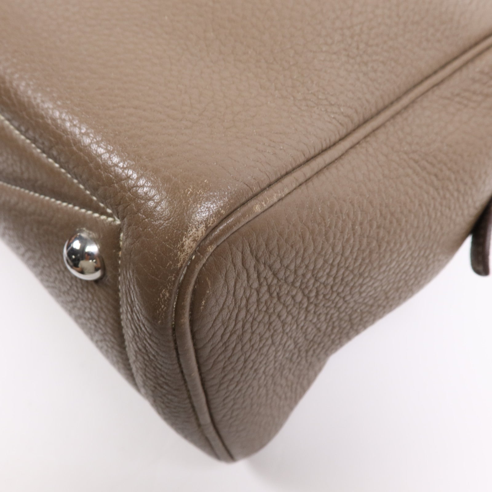 HERMES Clemence皮革Victoria 35銀扣手挽袋Etoupe