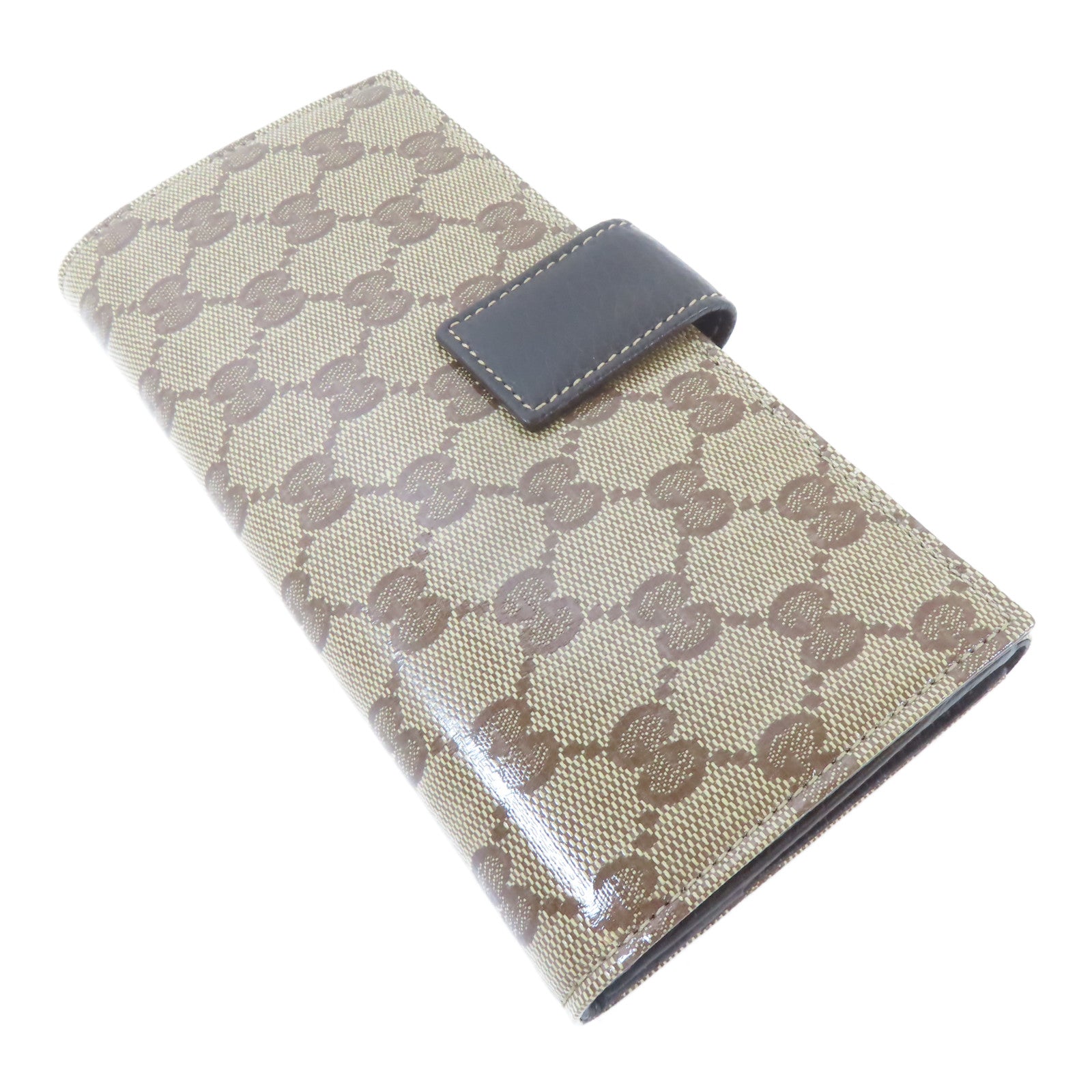 GUCCI 塗層帆布Long Wallet金扣長錢包啡色