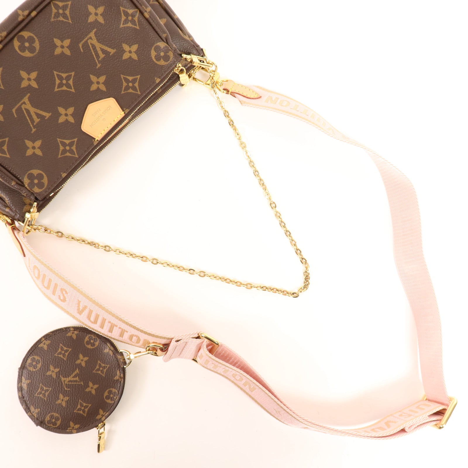 LOUIS VUITTON Monogram Multi Pochette Accessoires金扣手挽肩背兩用袋