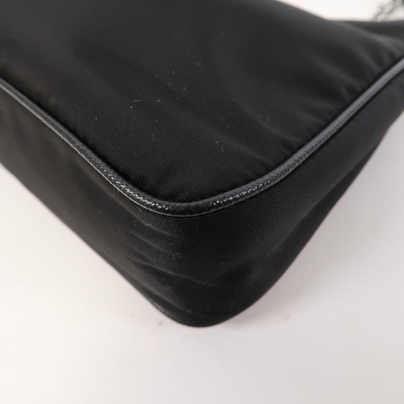 PRADA 尼龍Shoulder Bag銀扣手挽肩背兩用袋黑色