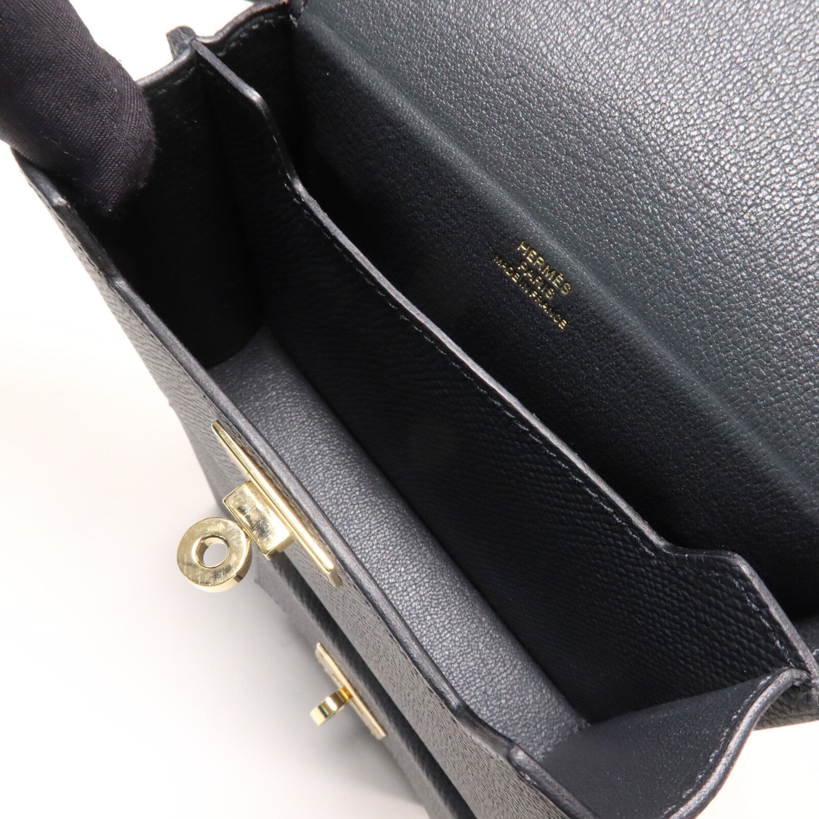 HERMES Epsom皮革Kelly Multipocket To Go Pouch肩背袋Gris Misty