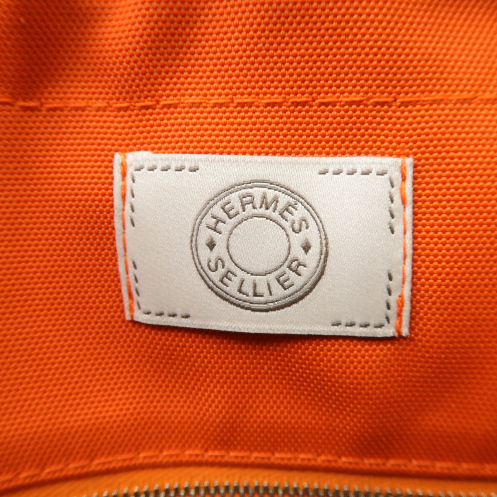 HERMES 帆布Sac De Pansage銀扣手挽肩背兩用袋卡其色