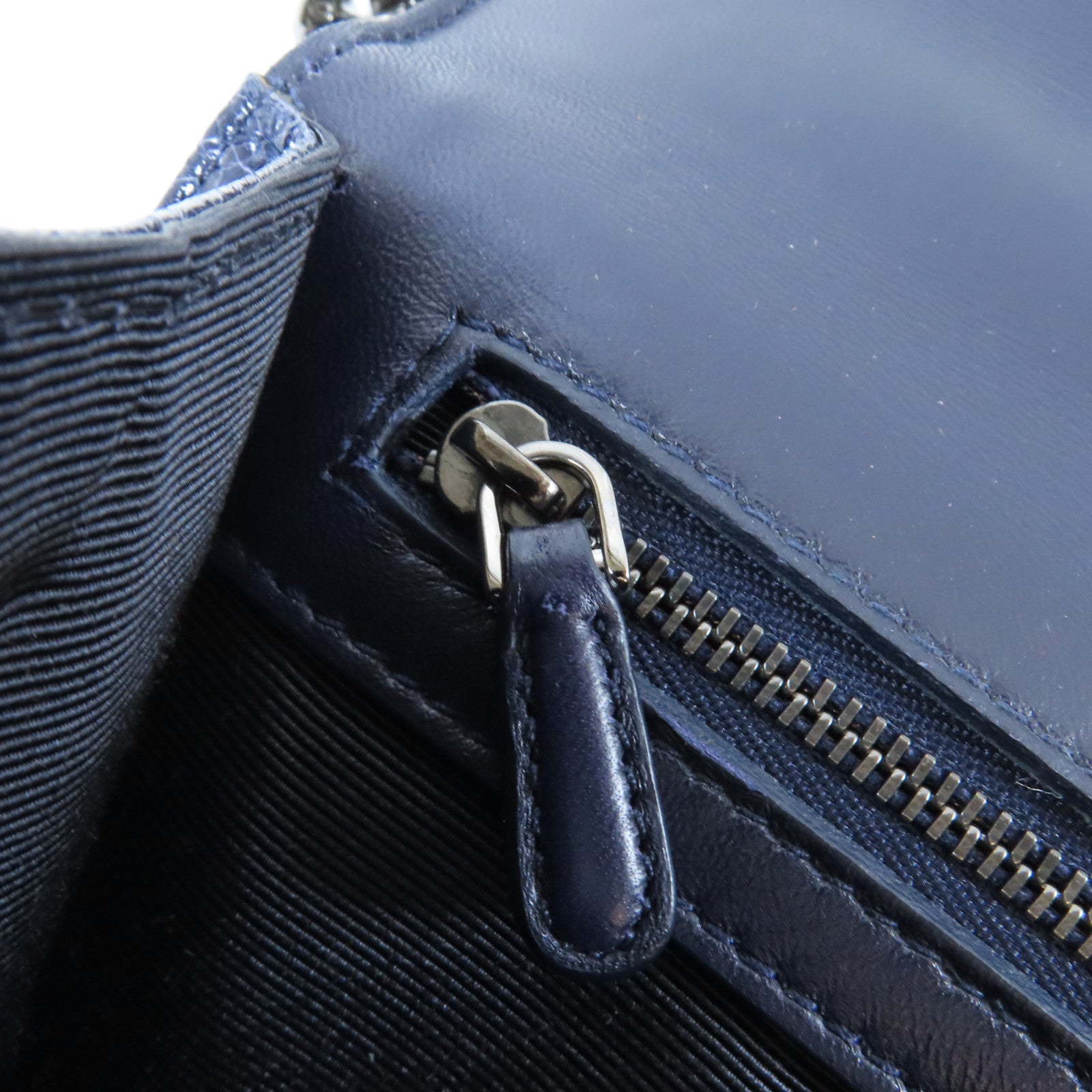 Dior **【激減優惠】牛皮皮革Chain Shoulder Bag銀扣鏈帶肩背袋深藍色