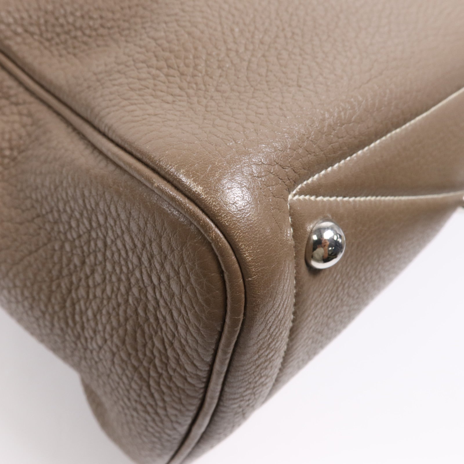 HERMES Clemence皮革Victoria 35銀扣手挽袋Etoupe