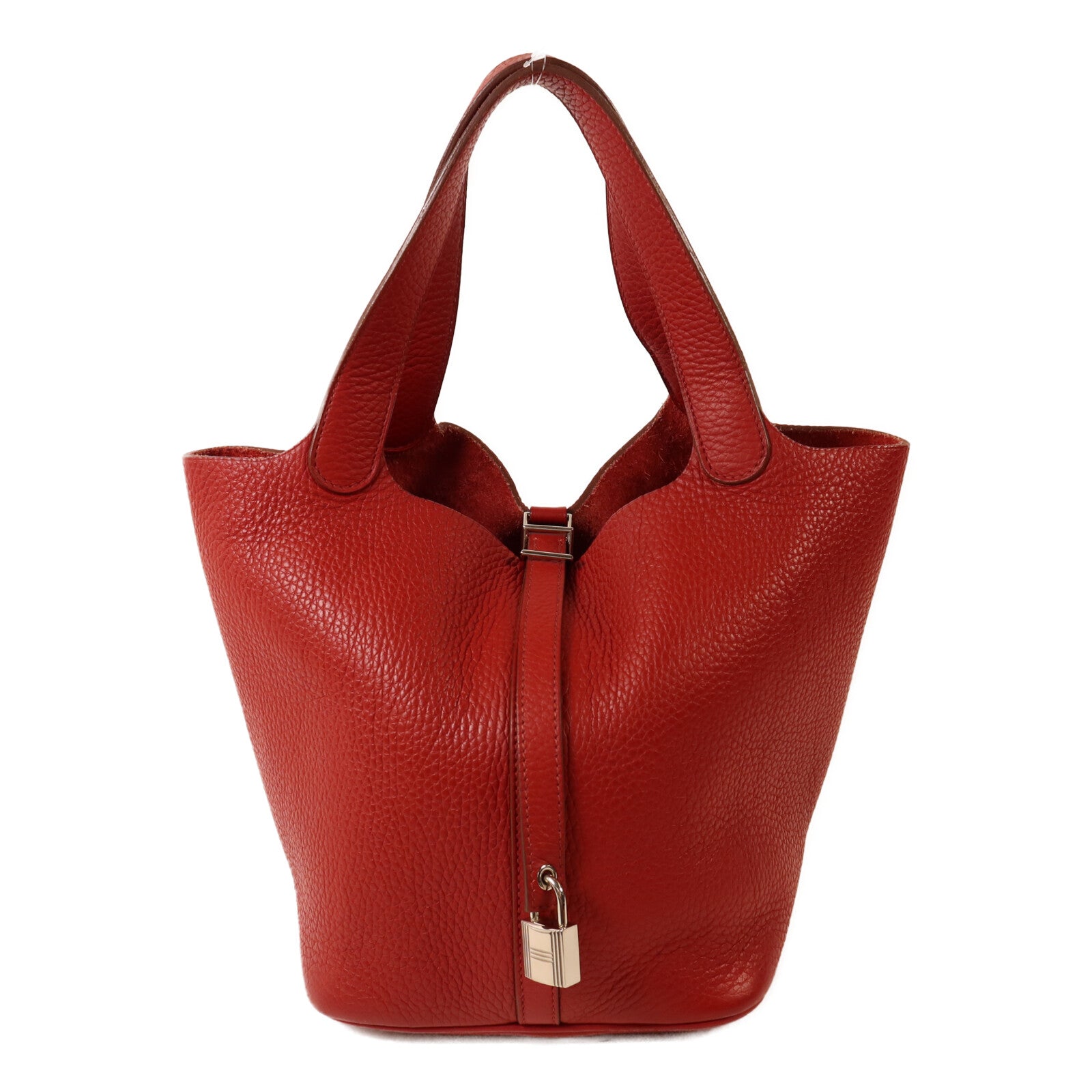 HERMES Clemence皮革Picotin MM扣手挽袋Rouge Garance