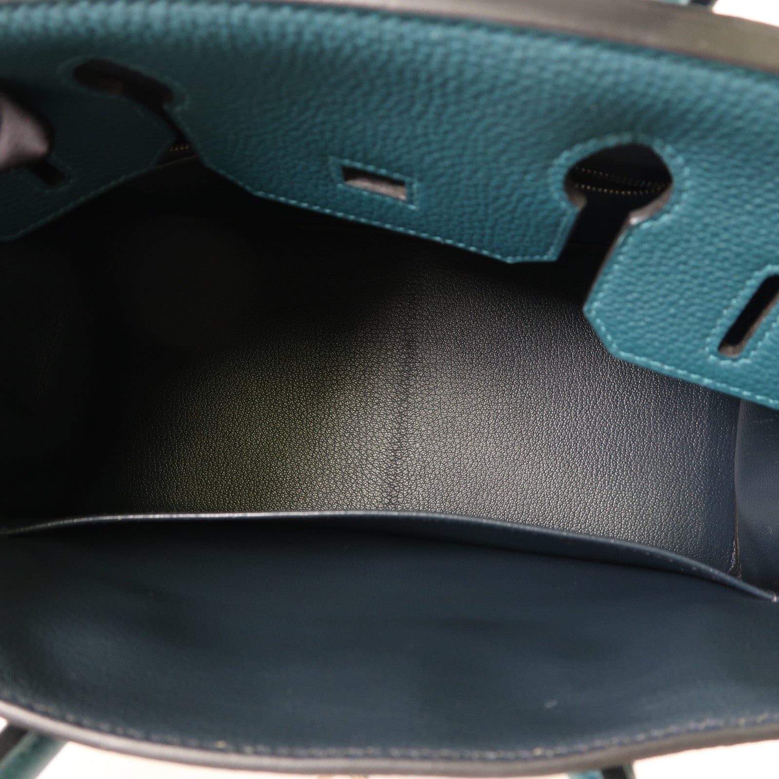 HERMES Togo皮革Birkin 30銀扣手挽袋Vert Bosphore