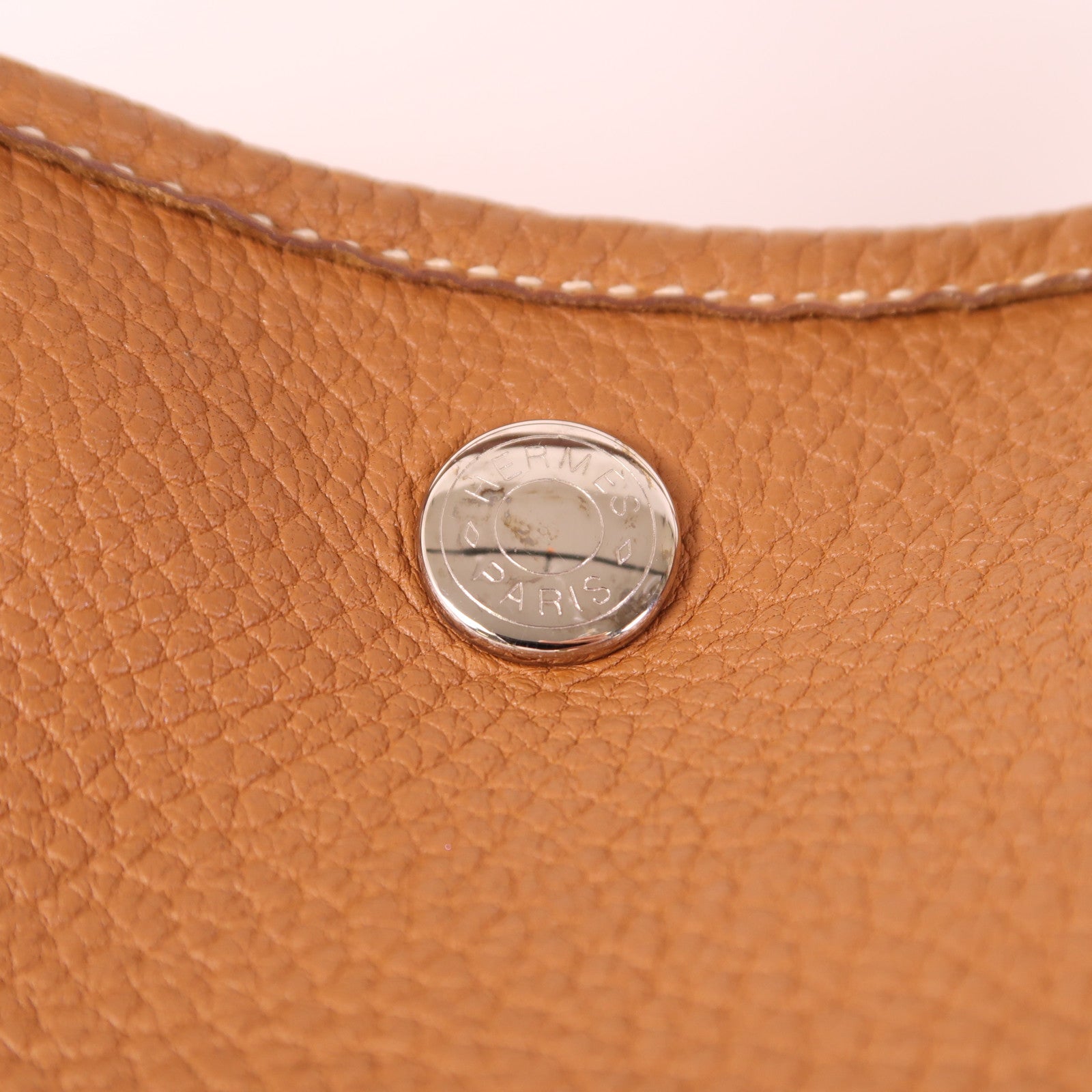 HERMES Negonda皮革Garden Party PM銀扣手挽袋Gold