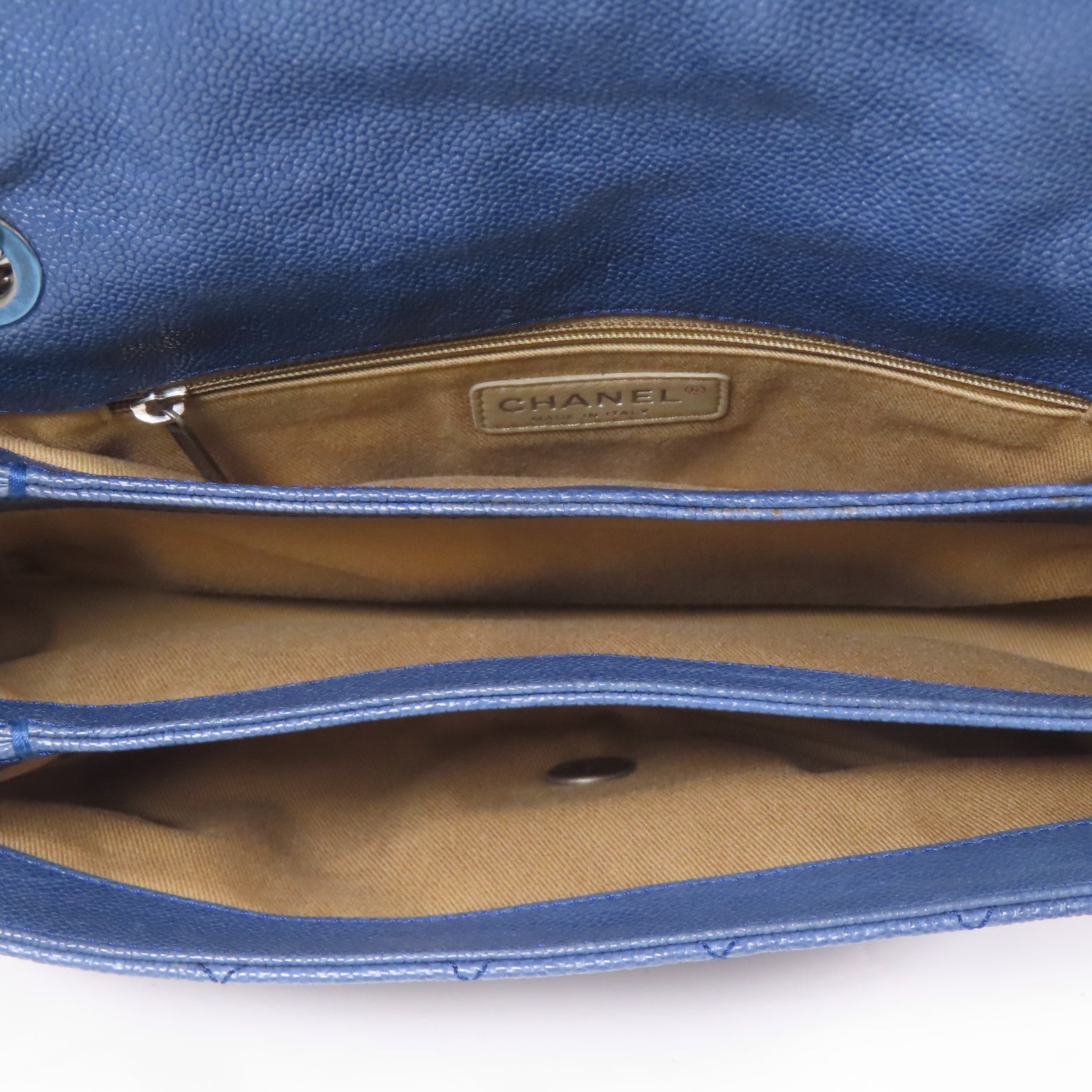 CHANEL 牛皮皮革Shoulder Bag銀扣鏈帶肩背袋