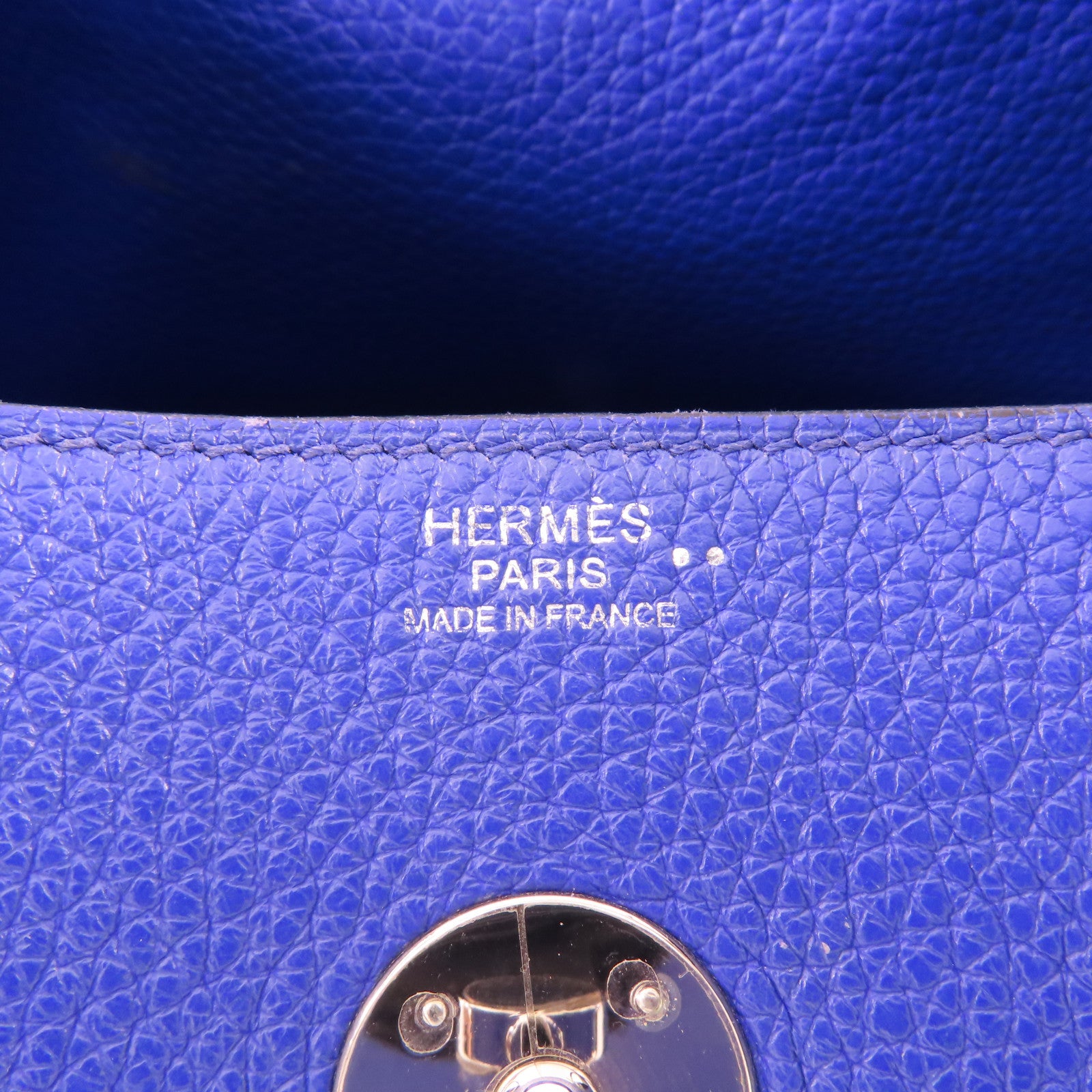 HERMES 【激減優惠】Clemence皮革/鱷魚皮革Lindy 30 Touch銀扣手挽肩背兩用袋7T Bleu Electrique