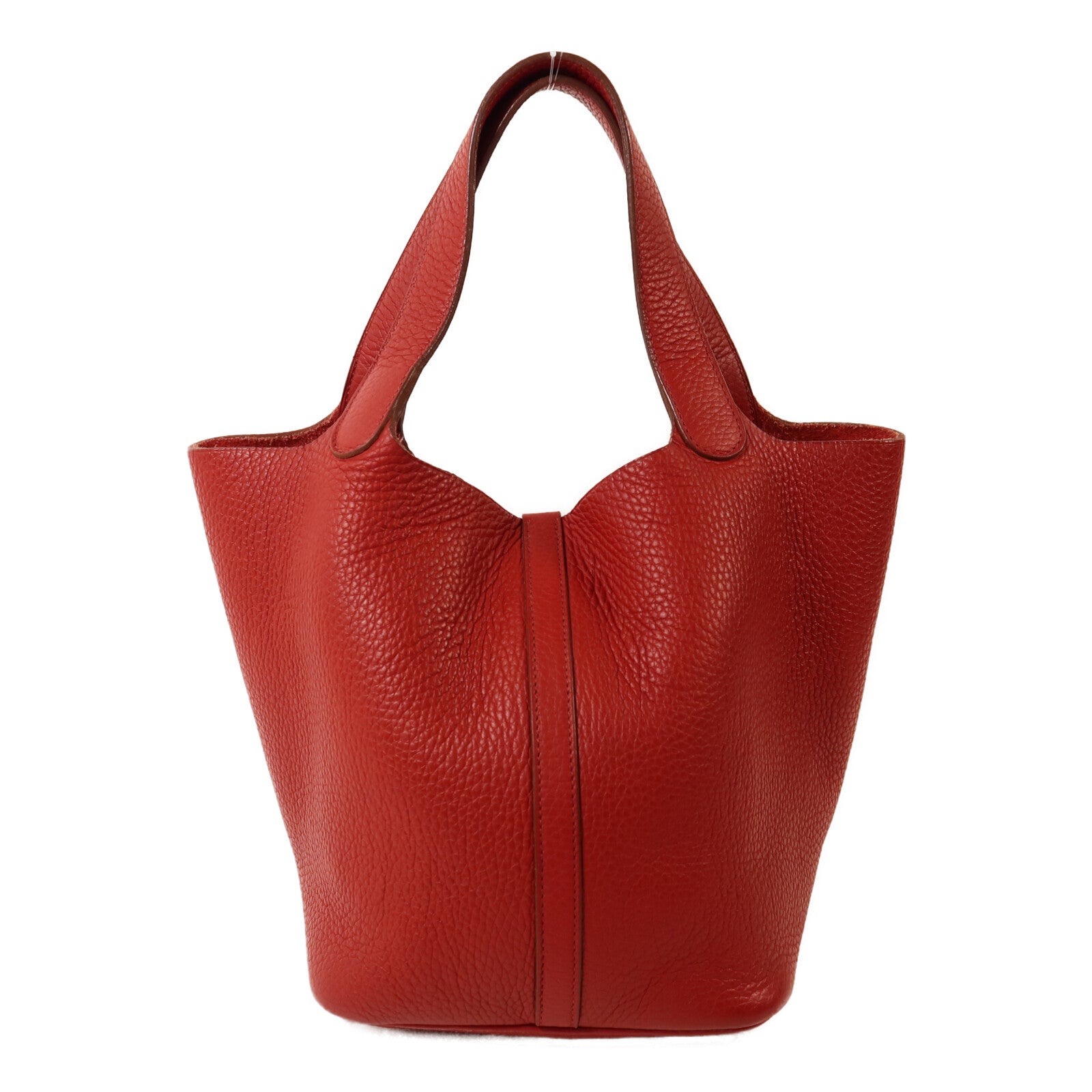 HERMES Clemence皮革Picotin MM扣手挽袋Rouge Garance