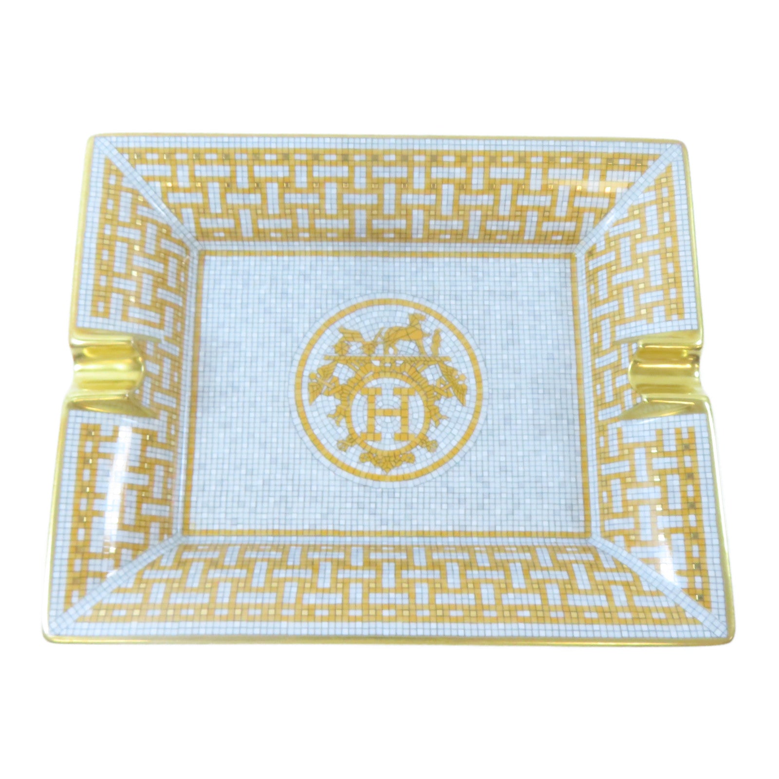 HERMES 瓷Ashtray煙灰缸灰色/金色/橙色