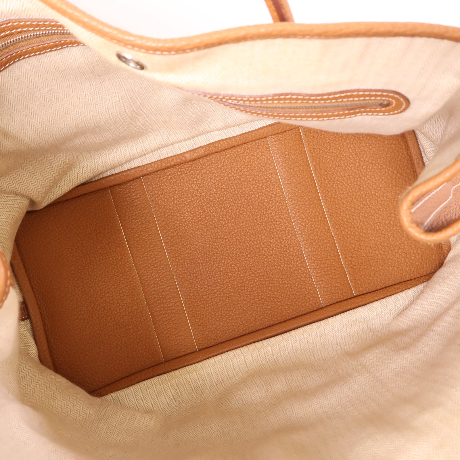 HERMES Negonda皮革Garden Party PM銀扣手挽袋Gold