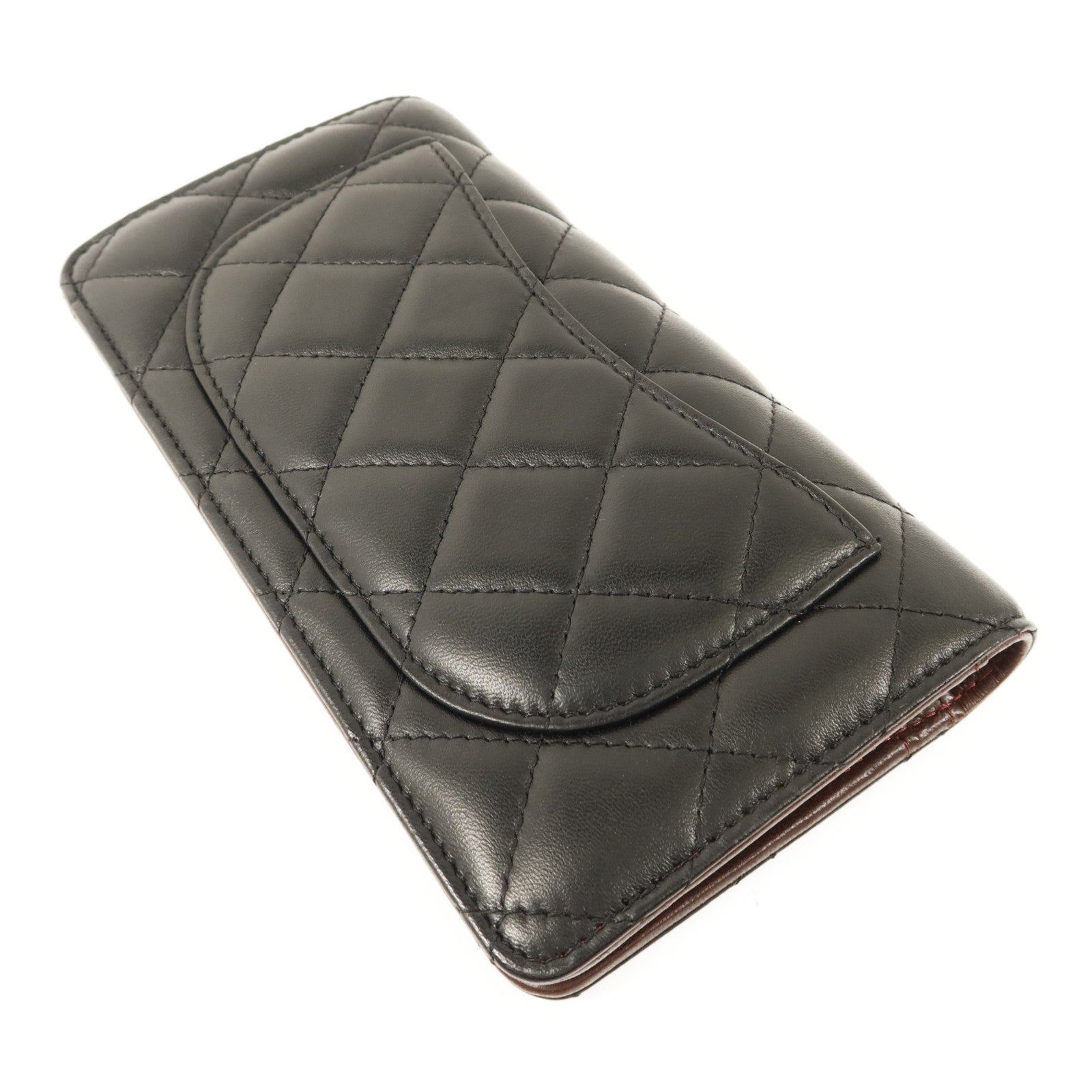 CHANEL 羊皮皮革Long Bifold Wallet金扣長錢包