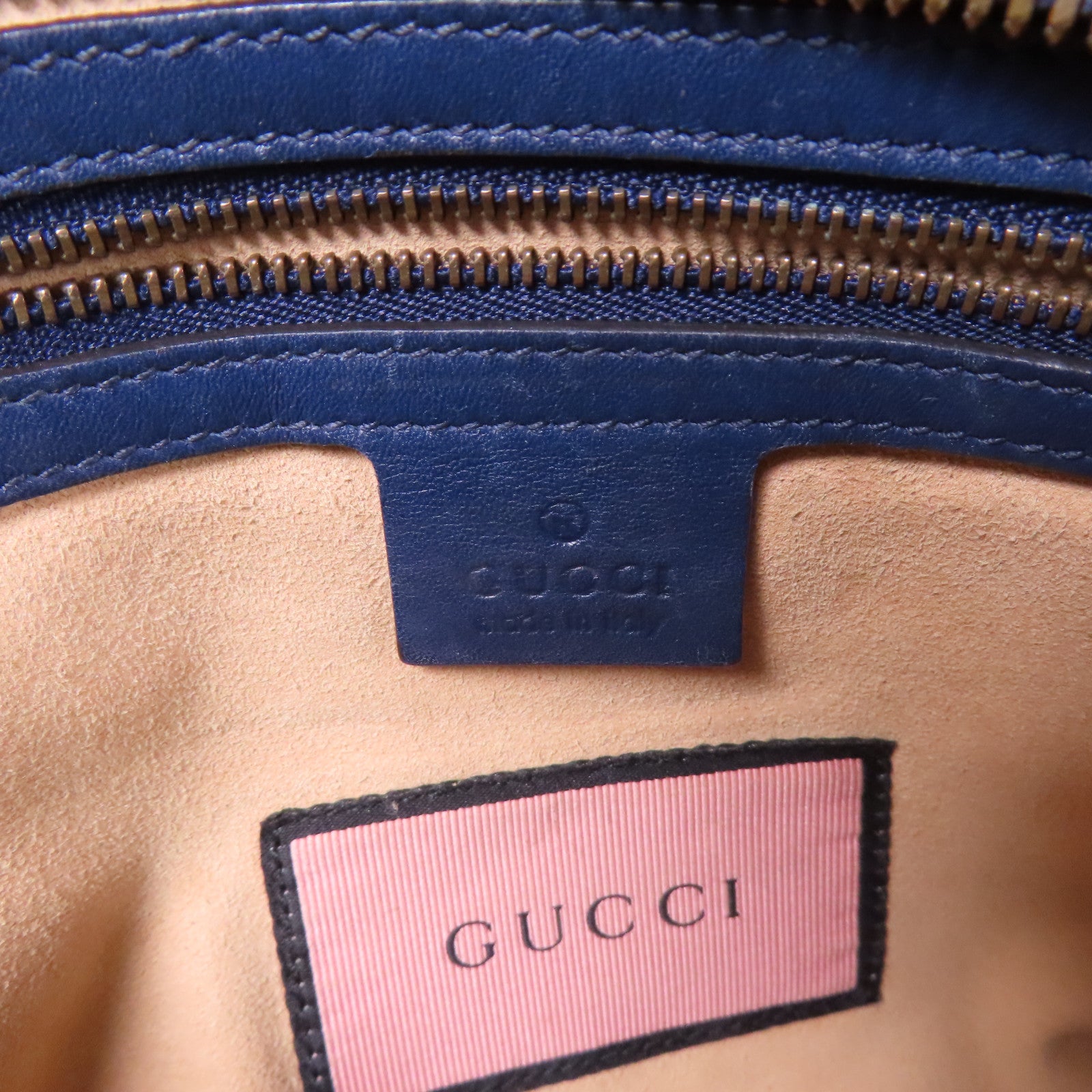 GUCCI GG GHW Chain Shoulder Bag 443499 Calfskin Leather Navy