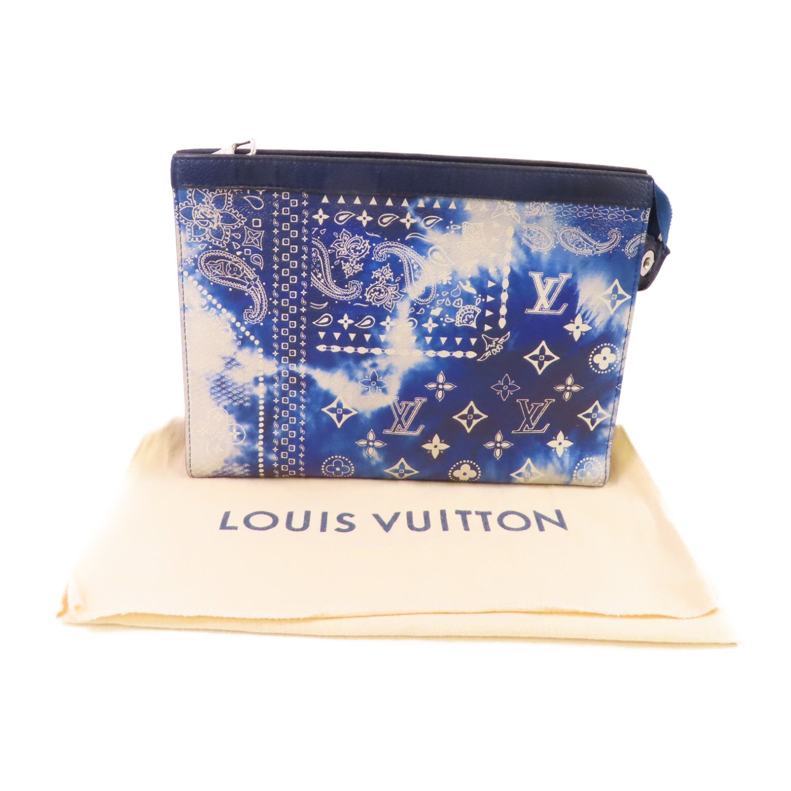 LOUIS VUITTON LV SHW Pochette Voyage MM Pouch M81442 Mono-on-bandana Blue