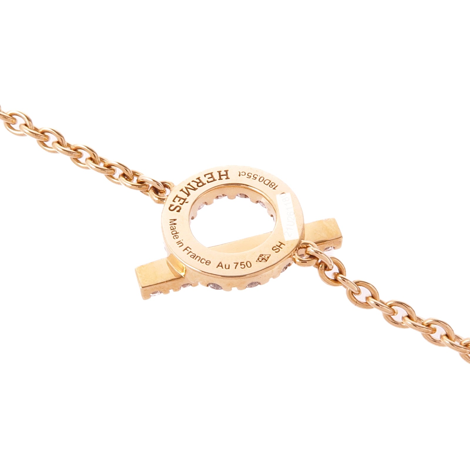 HERMES 18K玫瑰金Finesse Bracelet鑽石手鏈