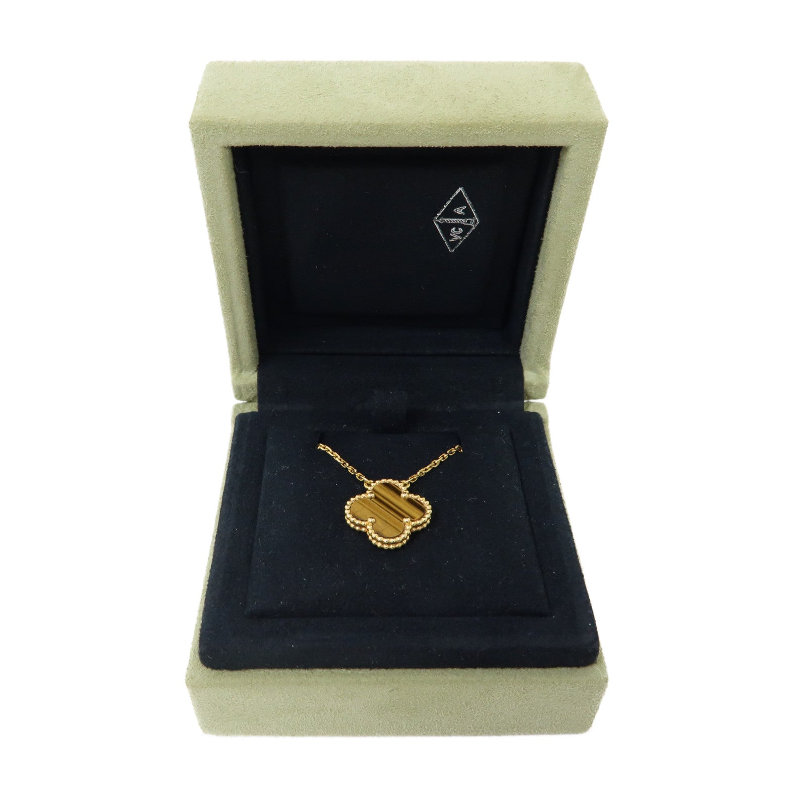 Van Cleef & Arpels 18K黃金/虎眼石Vintage Alhambra Pendant項鍊金色