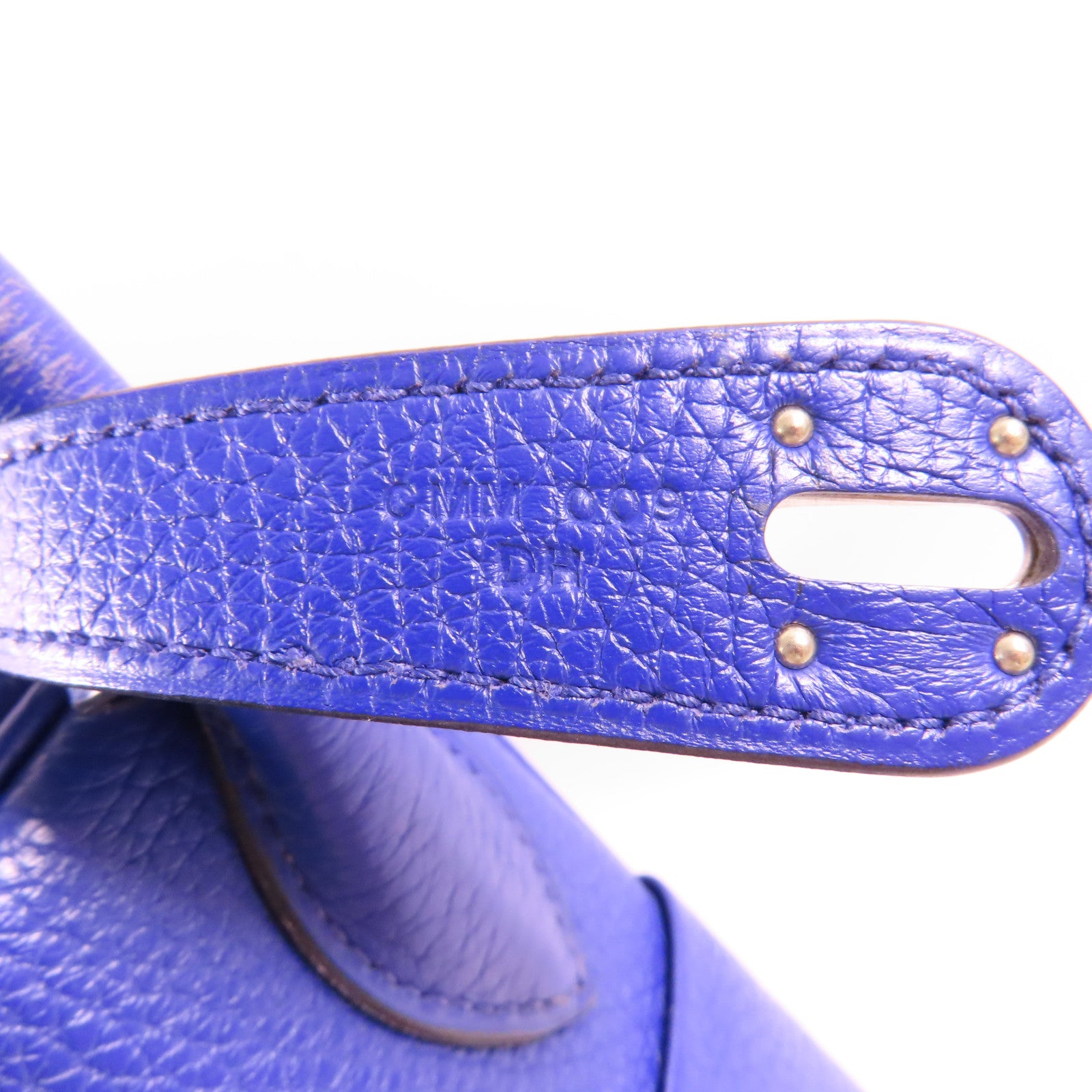 HERMES 【激減優惠】Clemence皮革/鱷魚皮革Lindy 30 Touch銀扣手挽肩背兩用袋7T Bleu Electrique