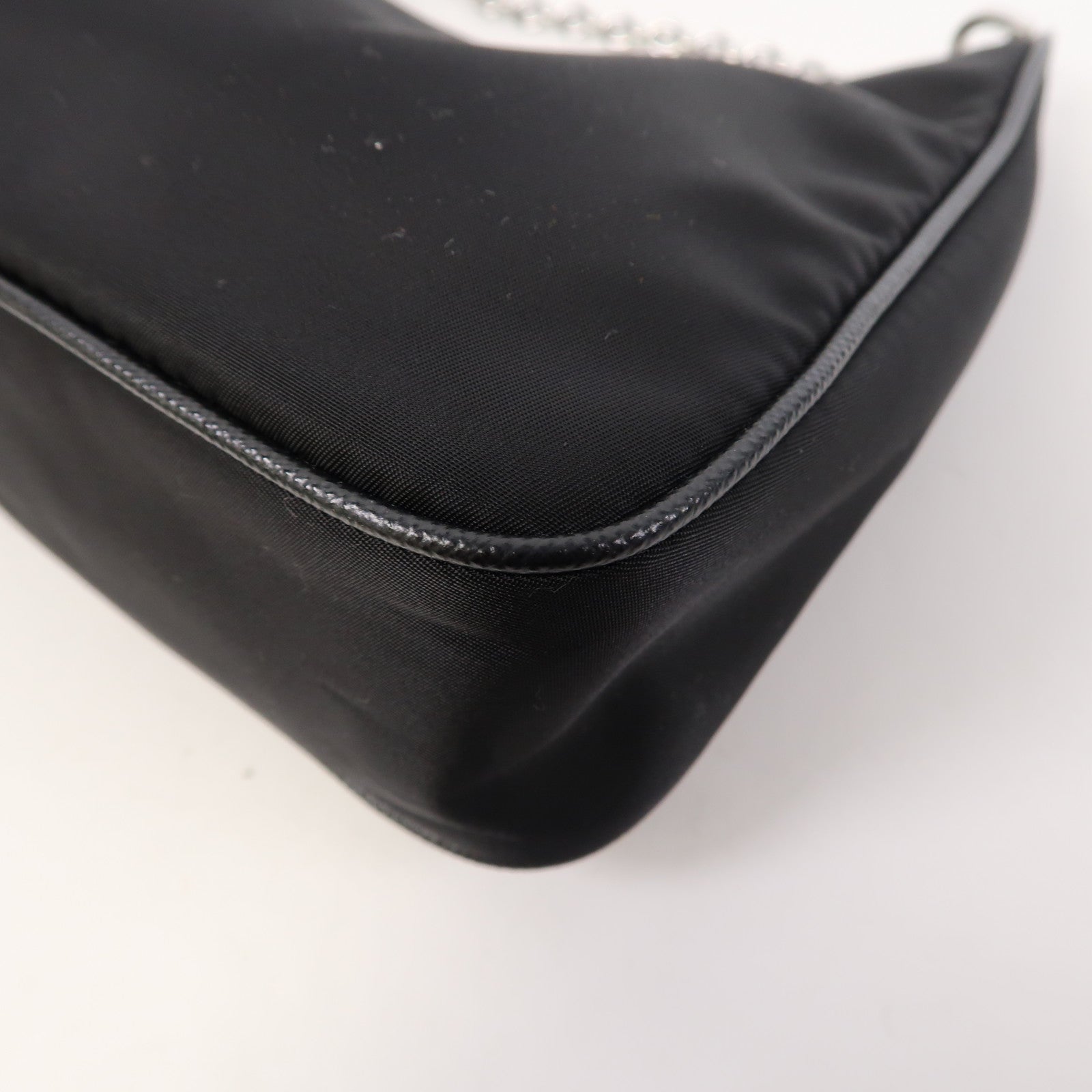 PRADA 尼龍Shoulder Bag銀扣手挽肩背兩用袋黑色