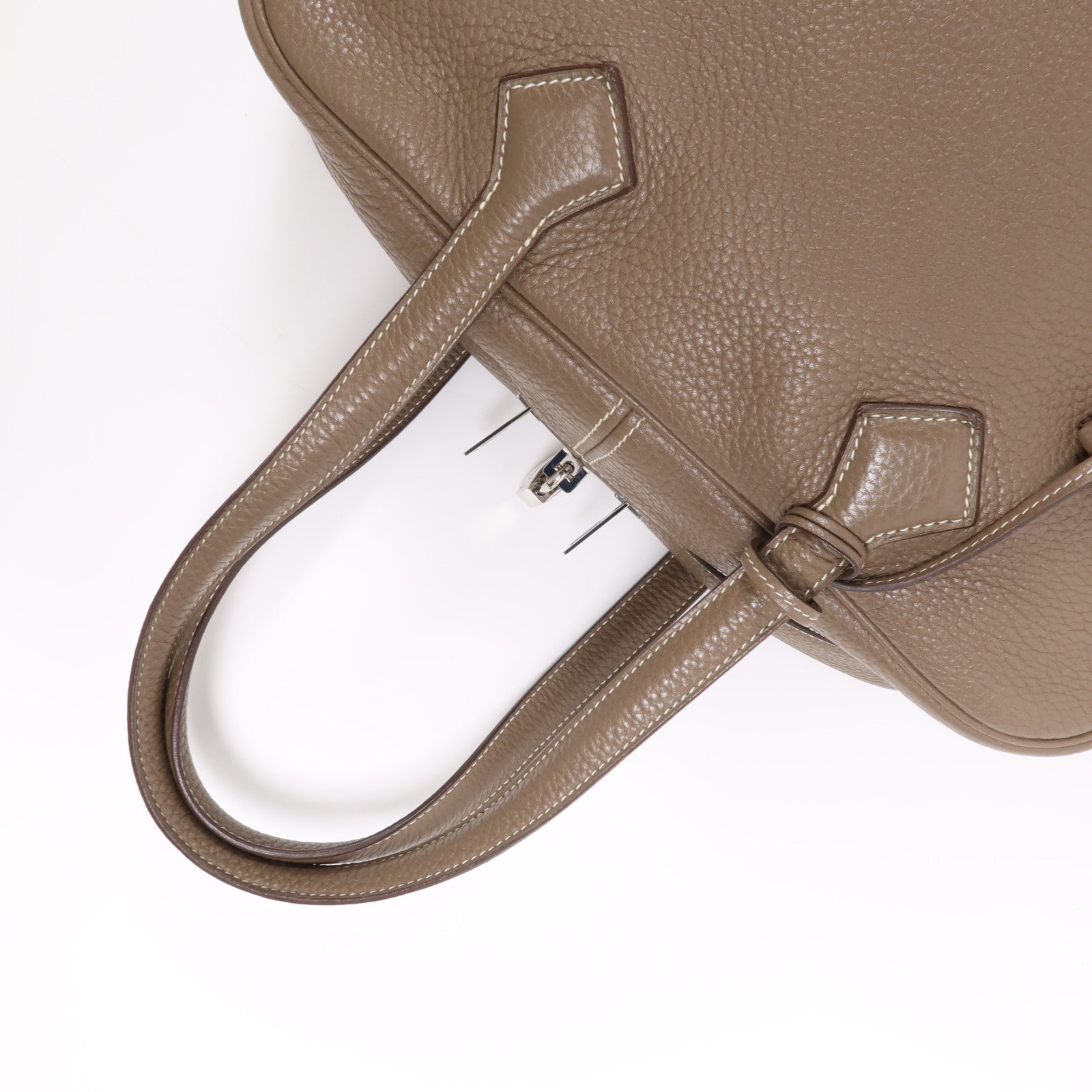 HERMES Clemence皮革Victoria 35銀扣手挽袋Etoupe