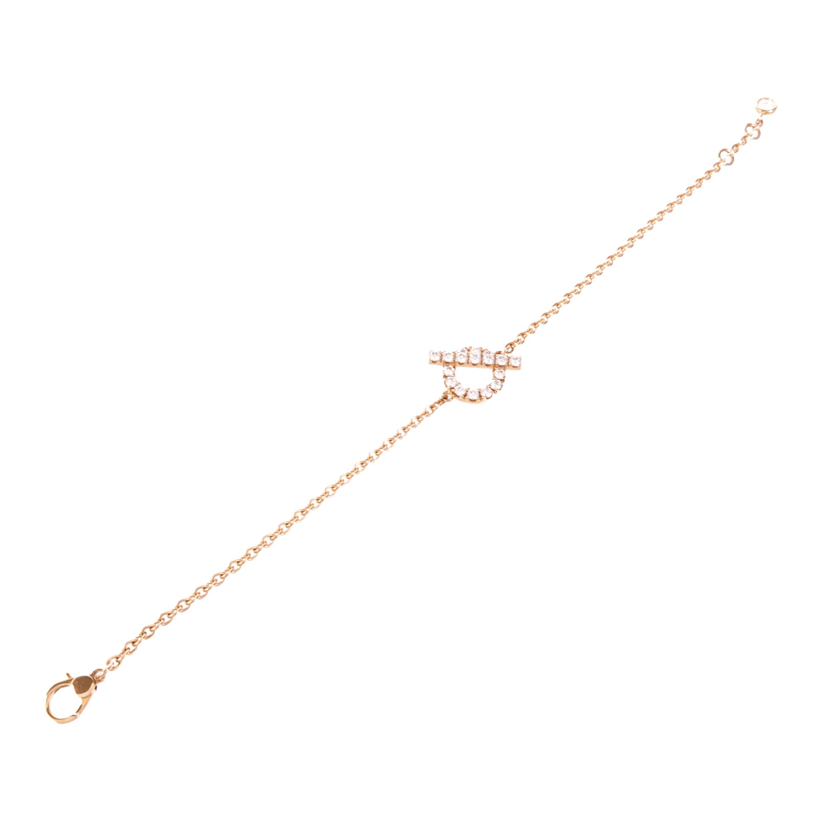 HERMES 18K玫瑰金Finesse Bracelet鑽石手鏈