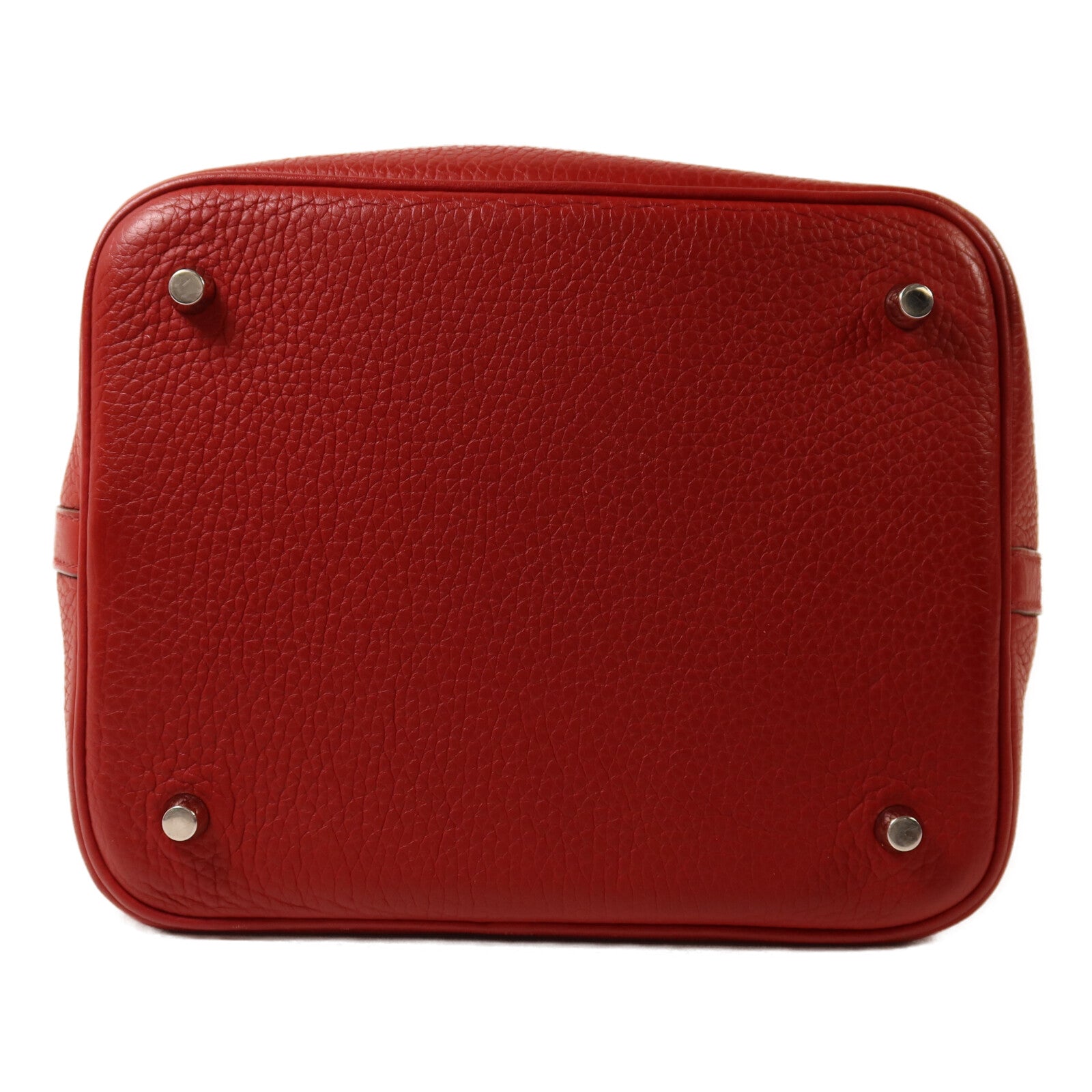HERMES Clemence皮革Picotin MM扣手挽袋Rouge Garance