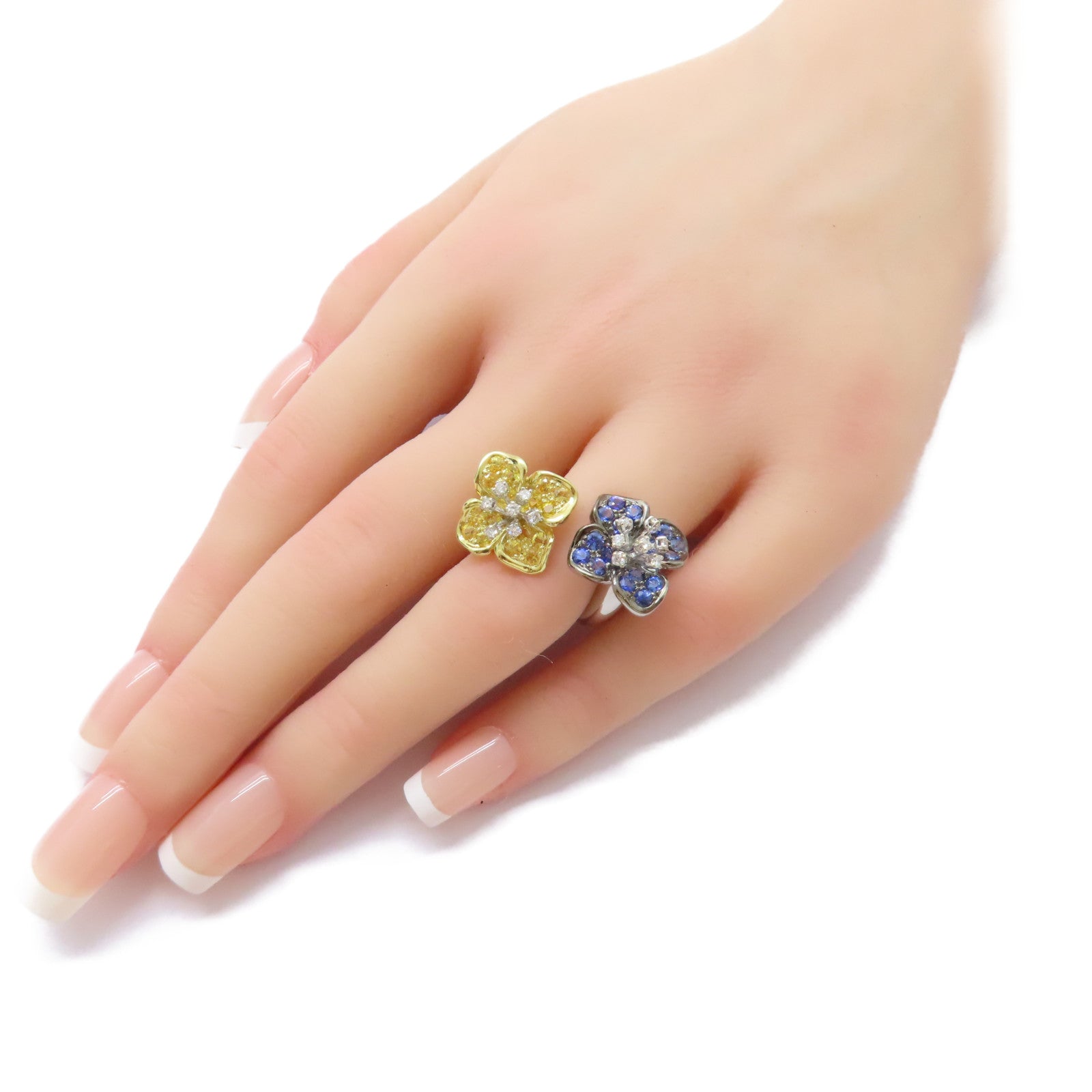 JEWELRY 【激減優惠】18K黃金/18K白金/1.8ct藍寶石/0.18ct鑽石Sapphire Ring戒指US#4.5