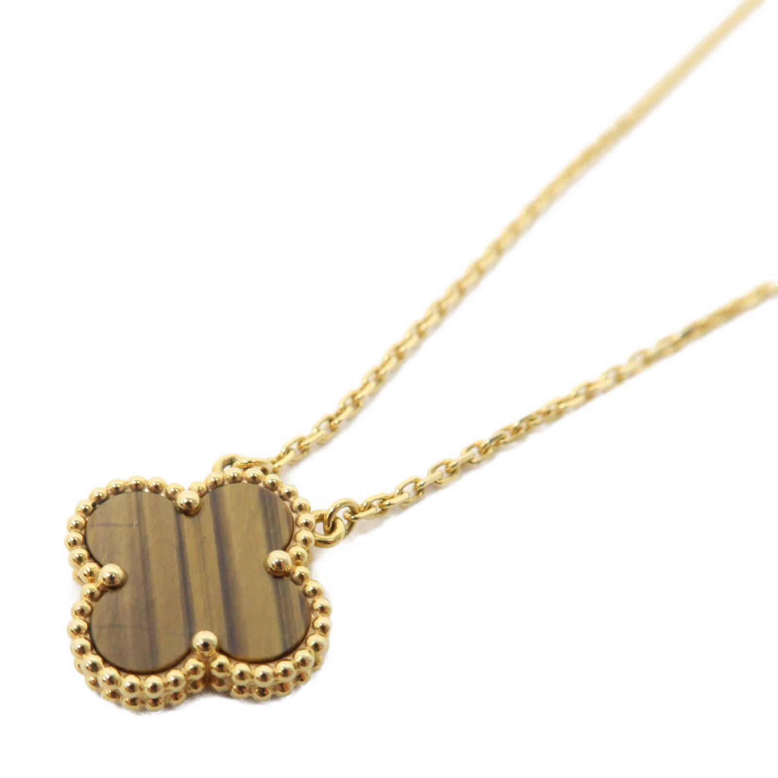 Van Cleef & Arpels 18K黃金/虎眼石Vintage Alhambra Pendant項鍊金色